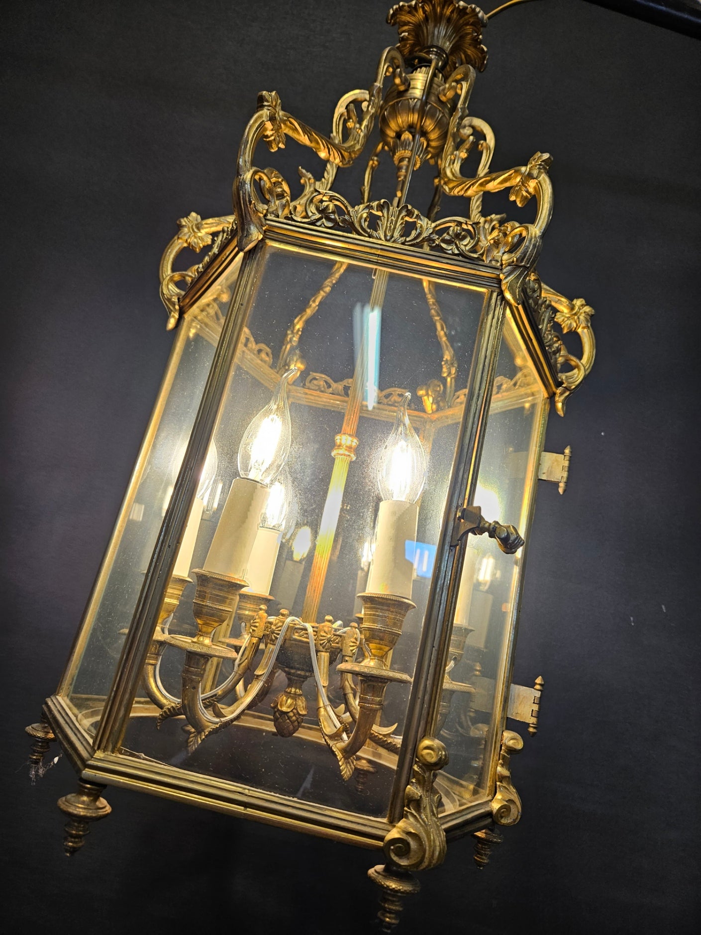 angled view of lantern lit