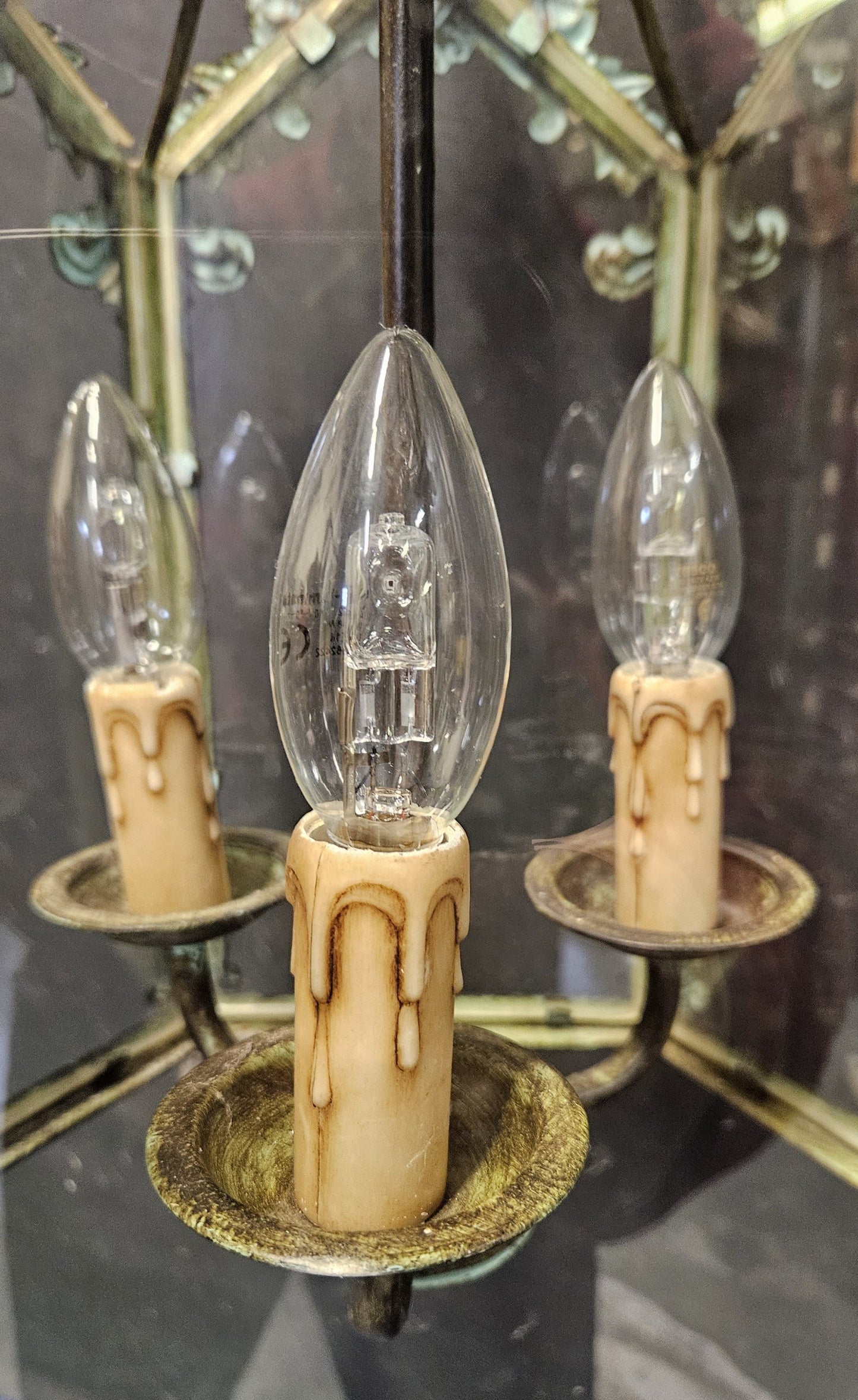 view of inside lantern showing hanging lantern