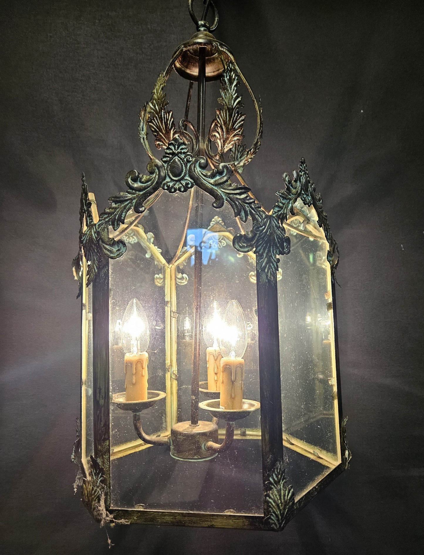 view from front showing lantern lit