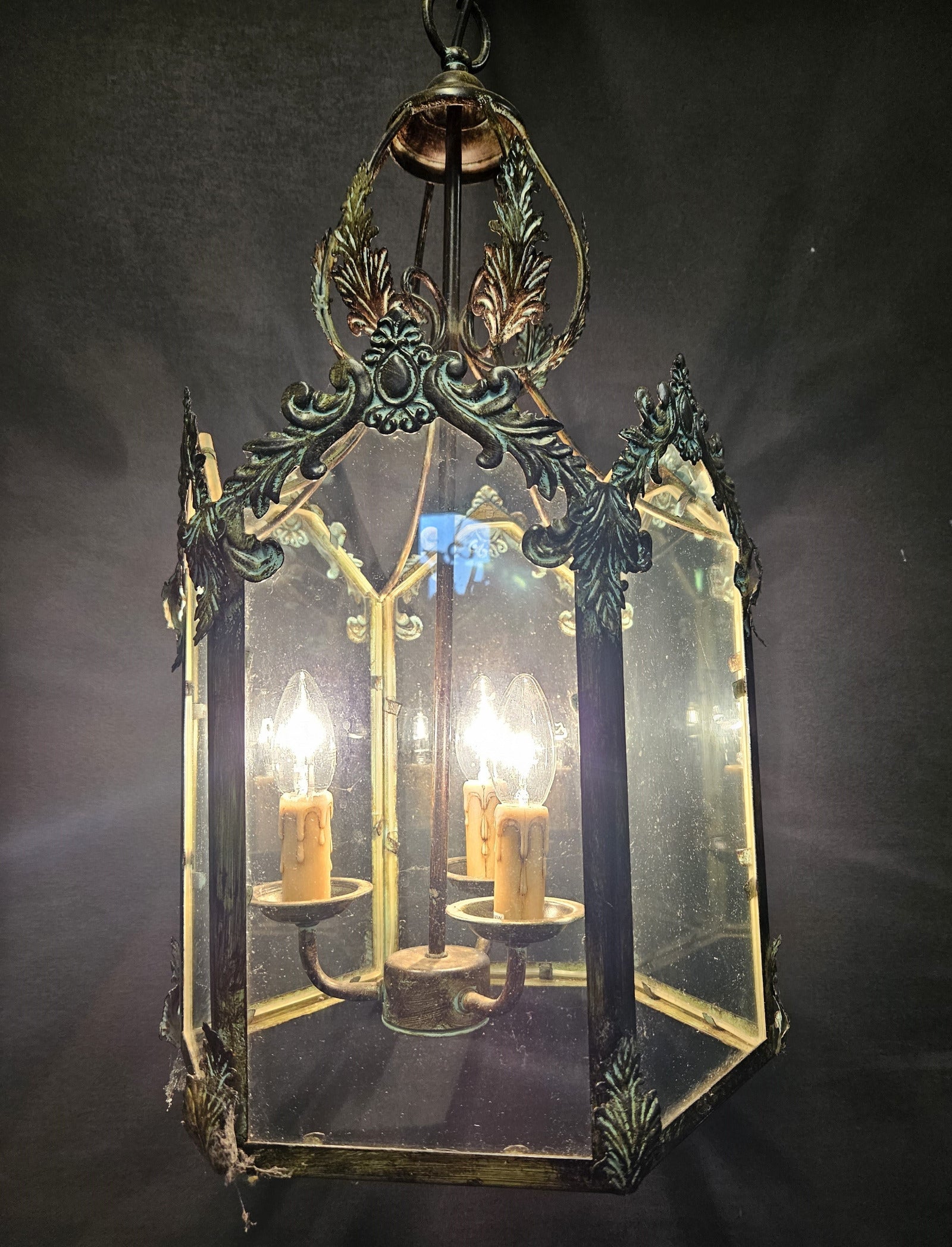 view from front showing lantern lit