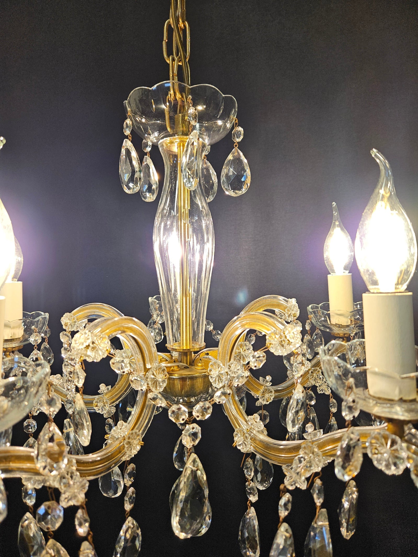 5-Arm Marie Therese Chandelier_lit up closer