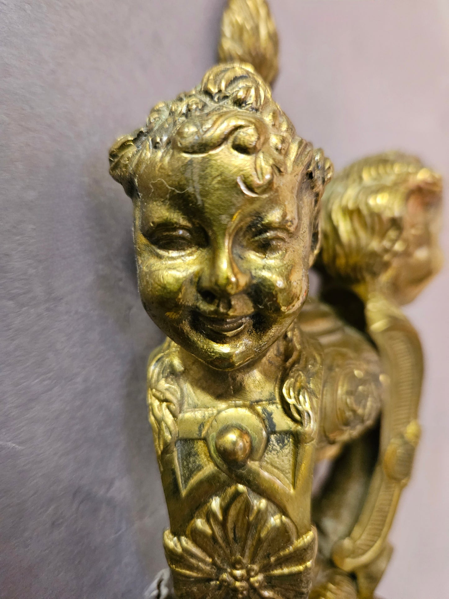 close up view of cherub head