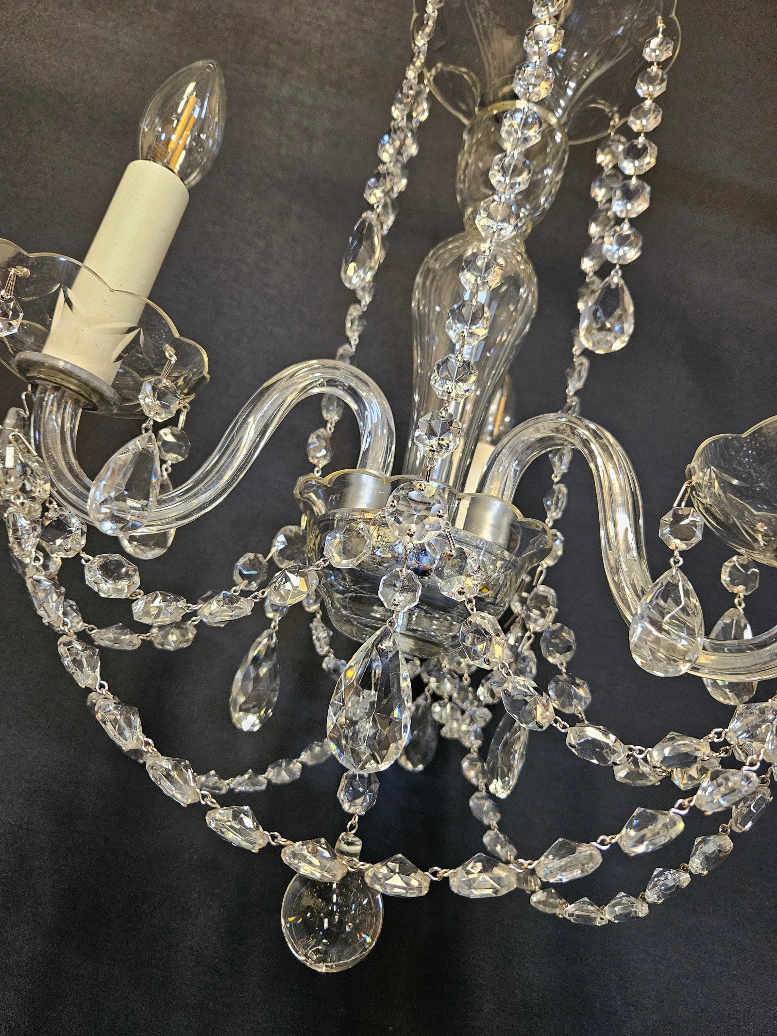 arty view of chandelier from an angle