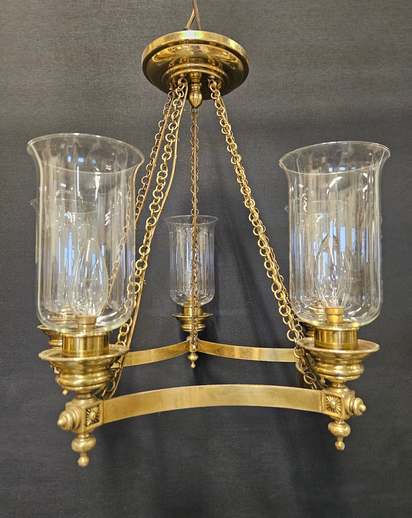 5-Light Brass Chandelier, CA. 1950