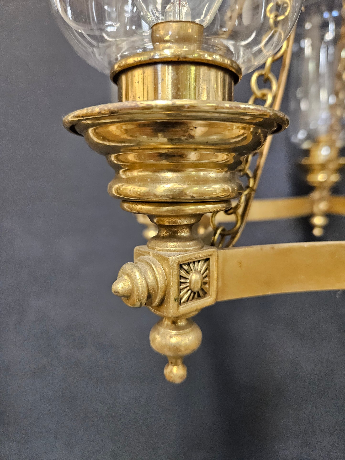 5-Light Brass Chandelier, CA. 1950