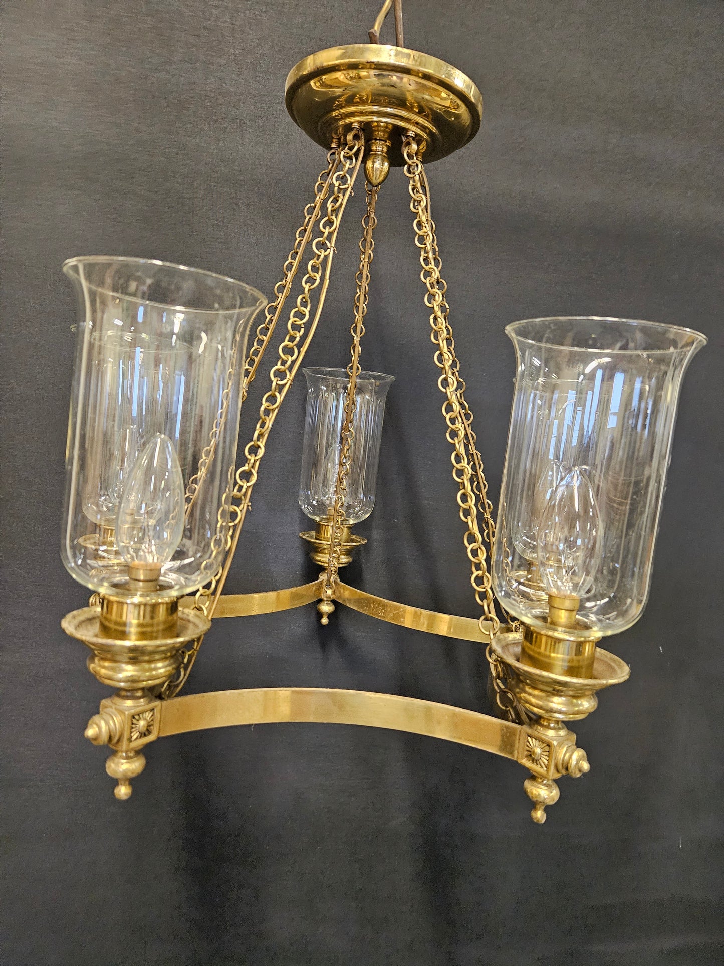 5-Light Brass Chandelier, CA. 1950