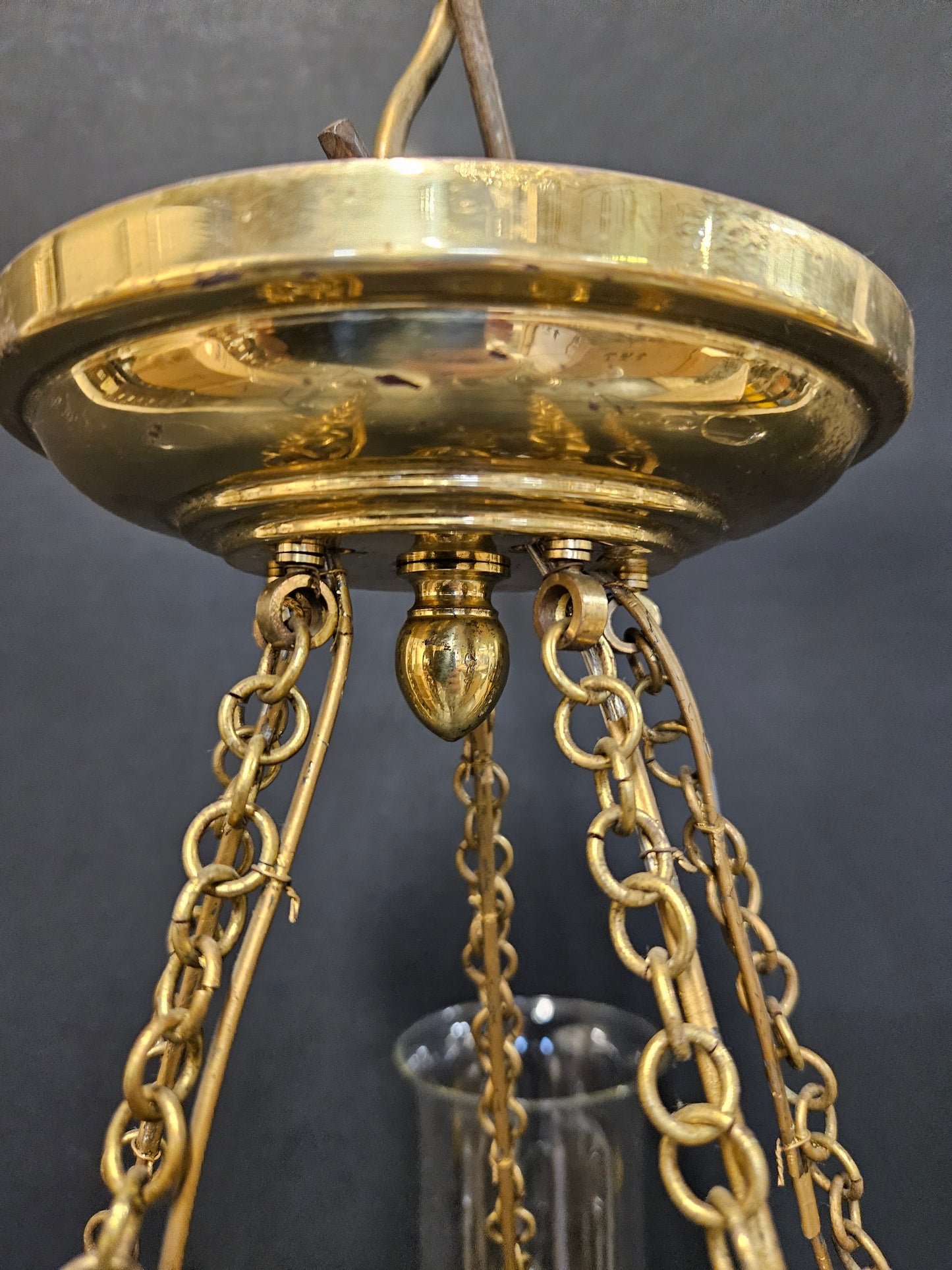 5-Light Brass Chandelier, CA. 1950