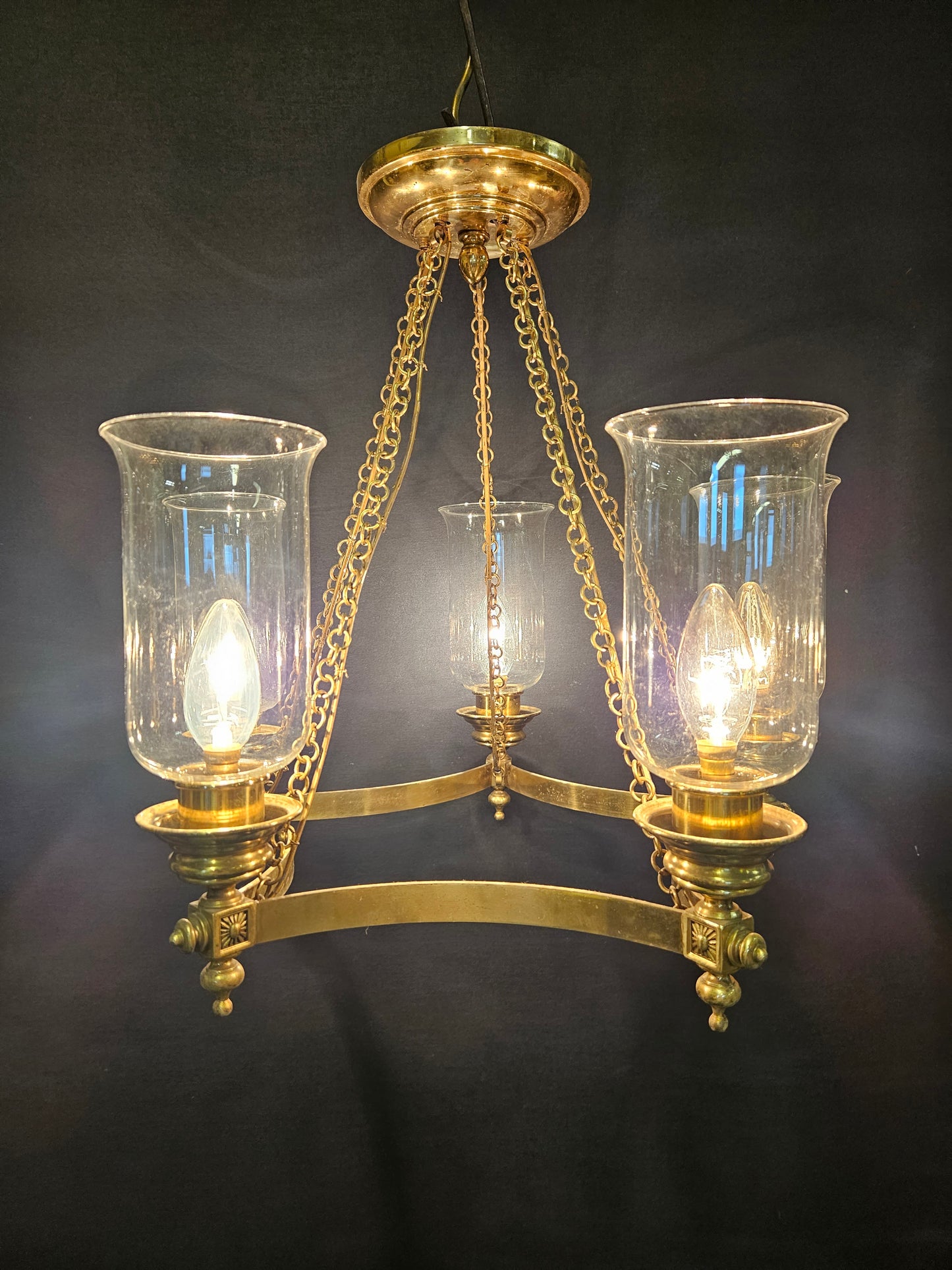 5-Light Brass Chandelier, CA. 1950