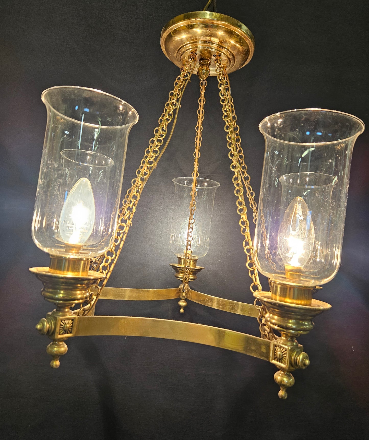 5-Light Brass Chandelier, CA. 1950