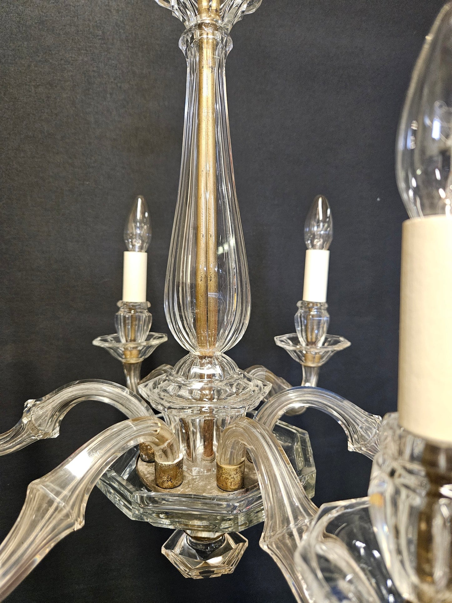 6-Arm Burt, Escaré & Denelle Glass Chandelier, CA. 1930