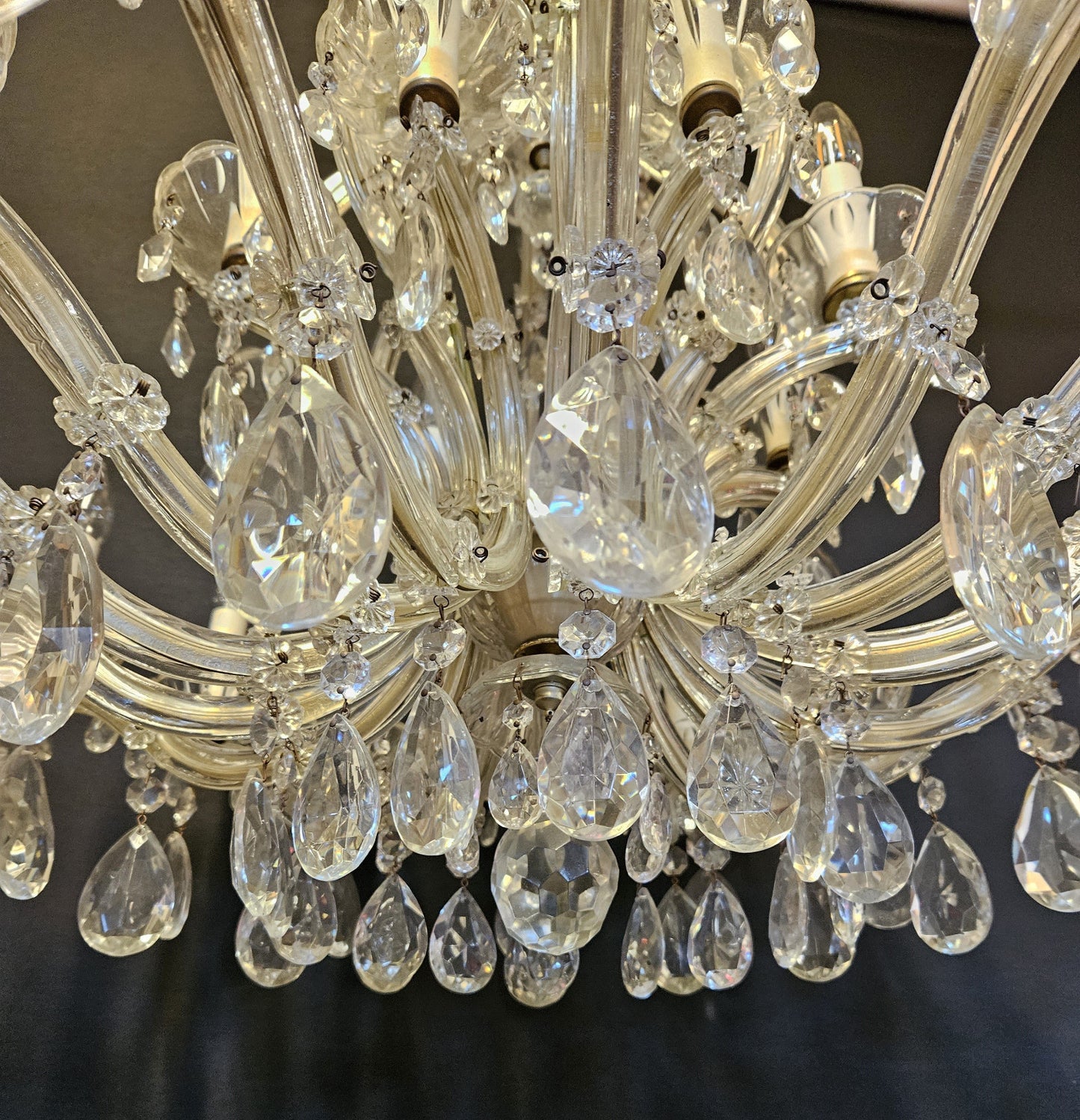 view from underneath chandelier looking up