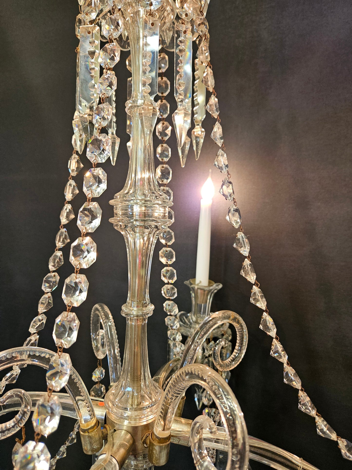 view of centre of chandelier lit up