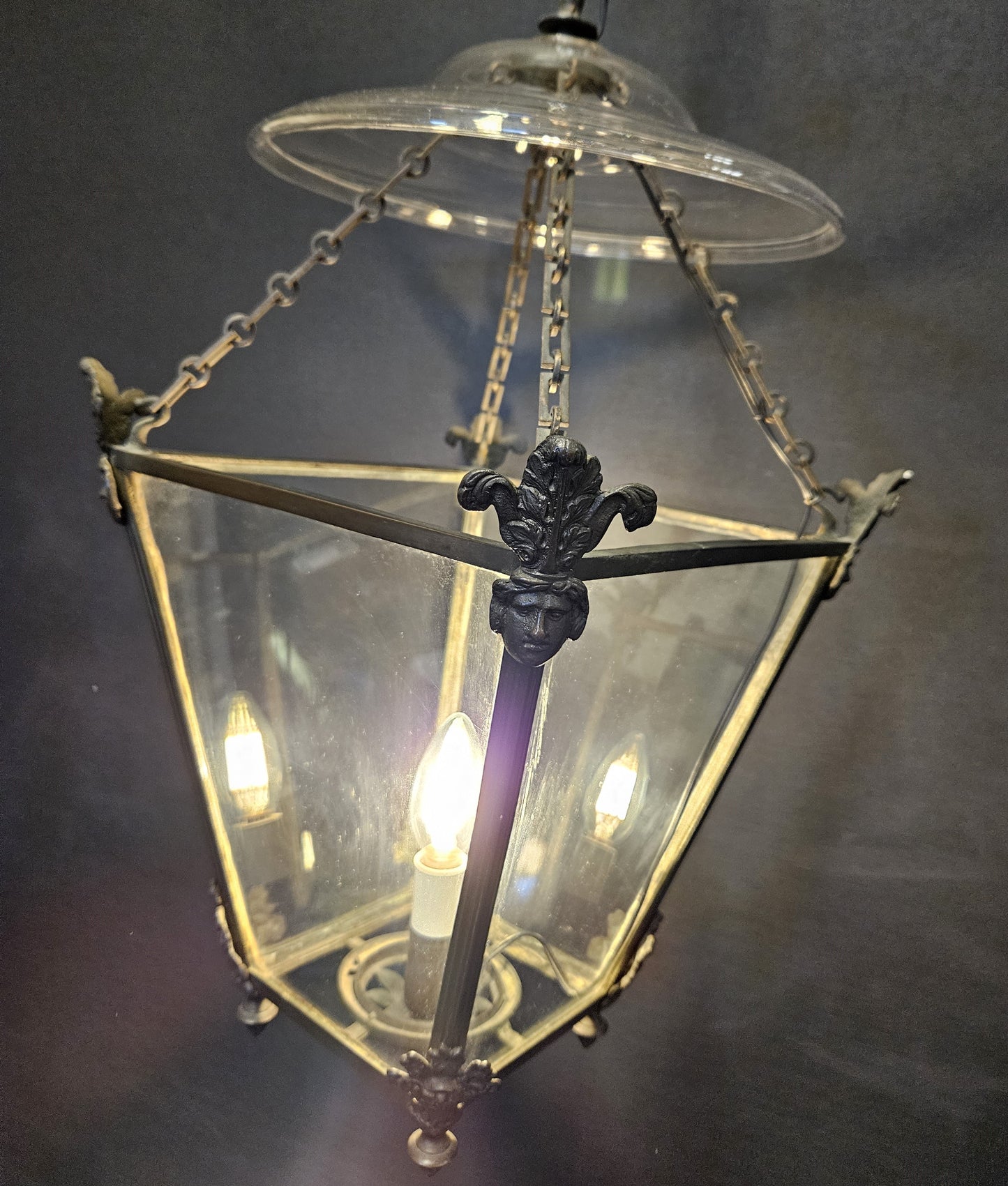 angled view of lantern lit