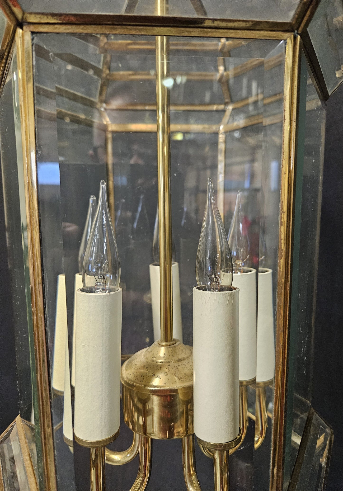 close up view of internal hanging chandelier