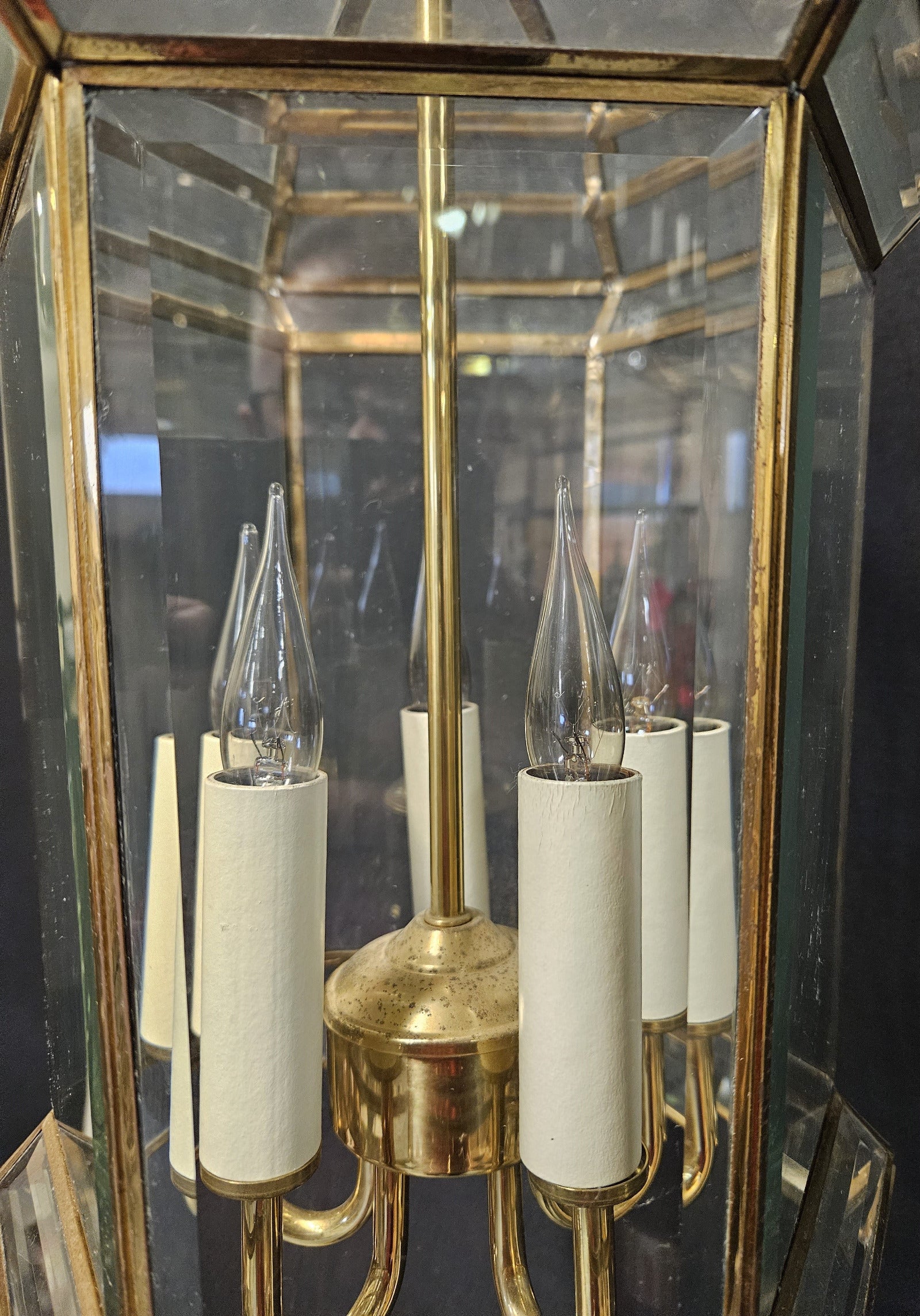 close up view of internal hanging chandelier