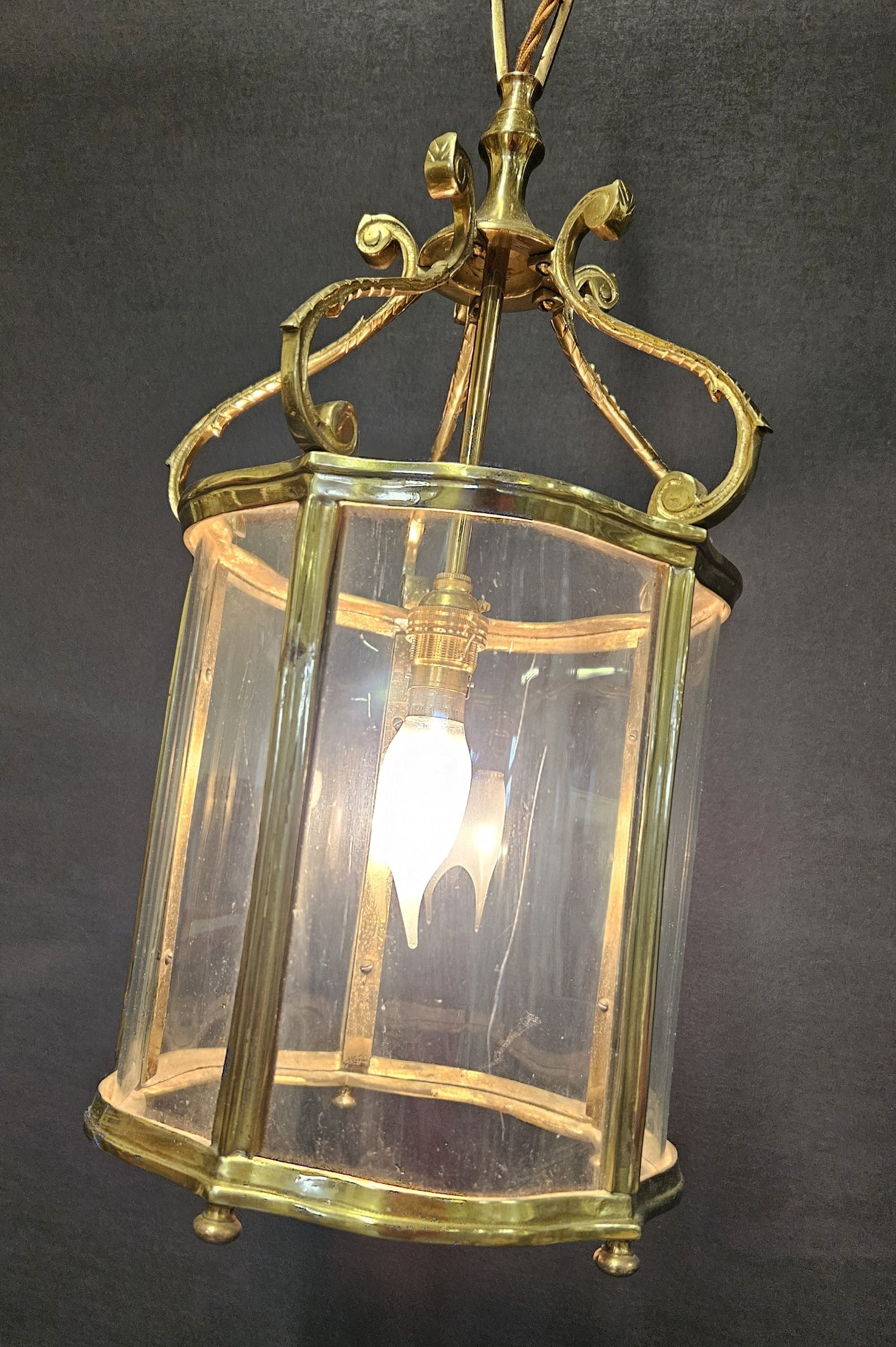 angled view of lantern lit