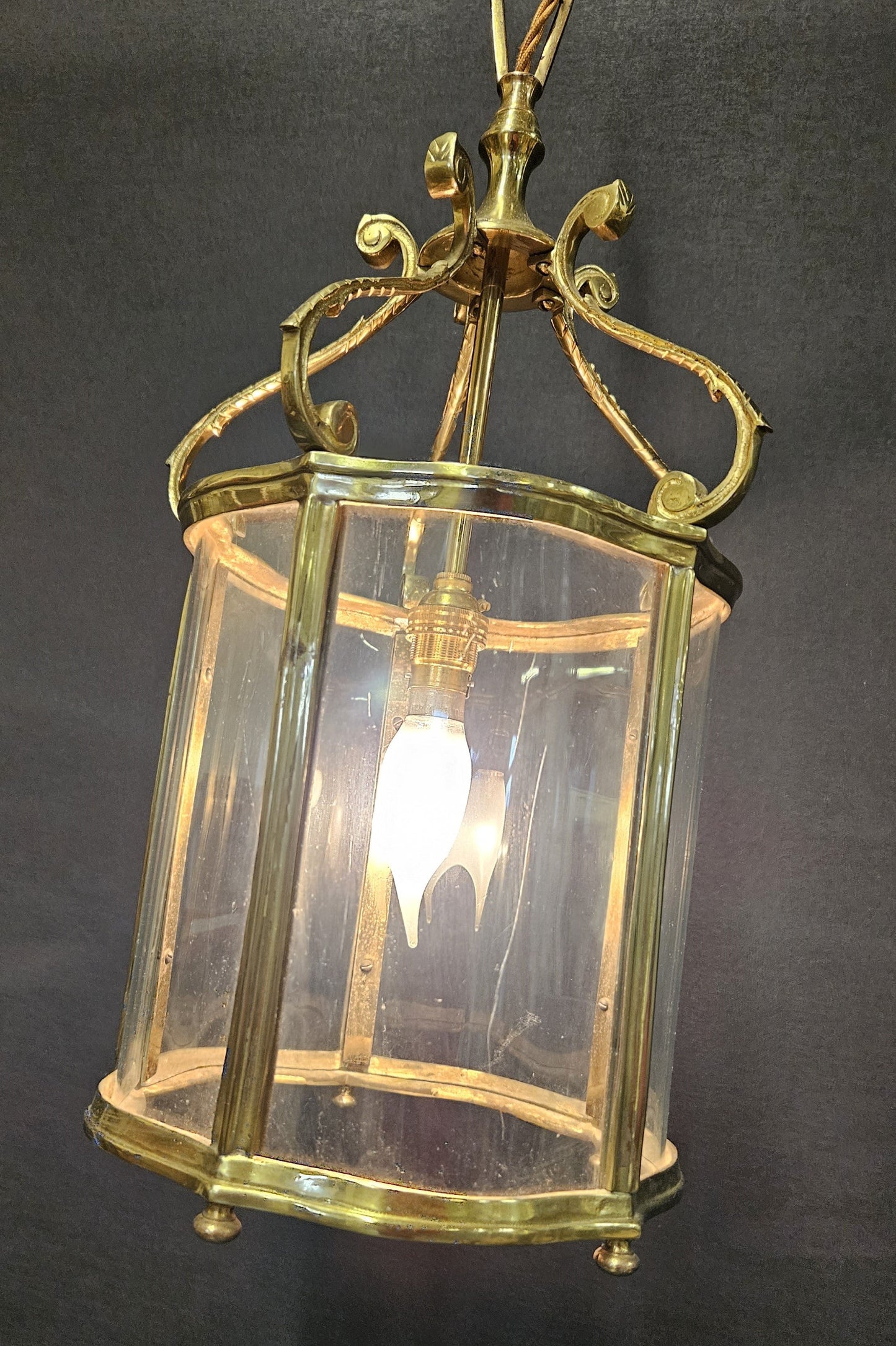angled view of lantern lit