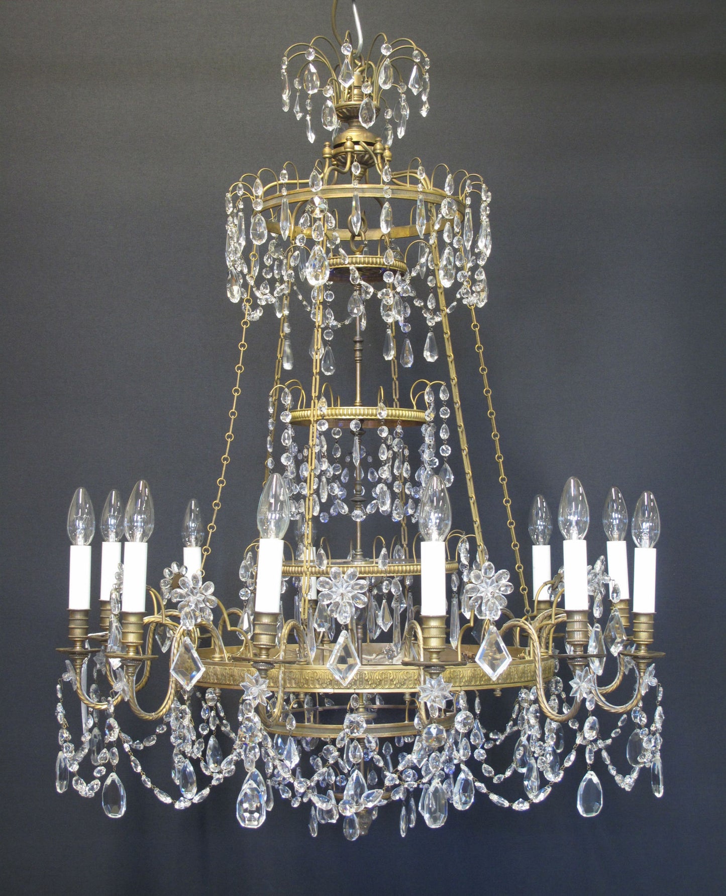 front on view of chandelier