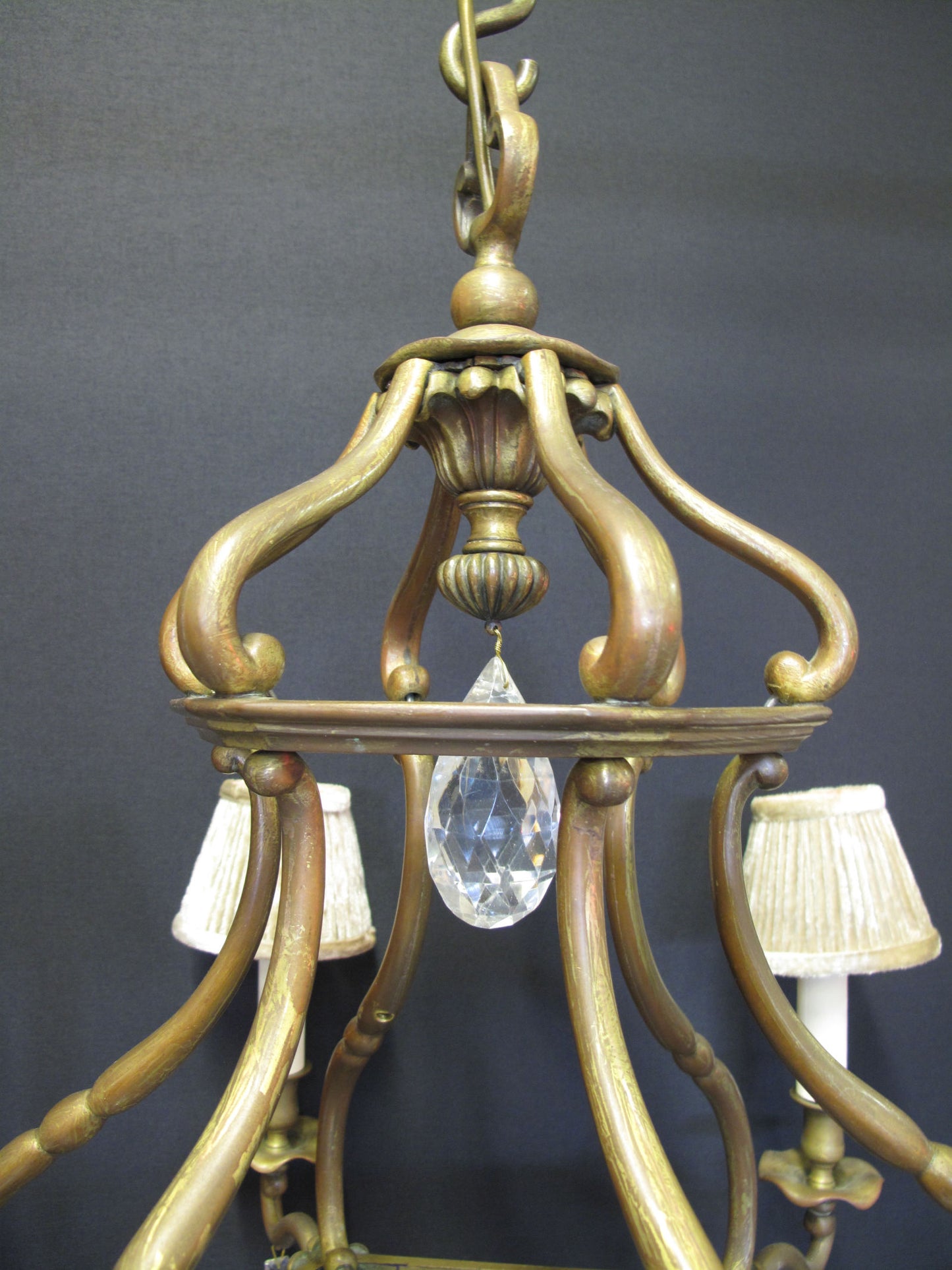 close up view of chandelier top