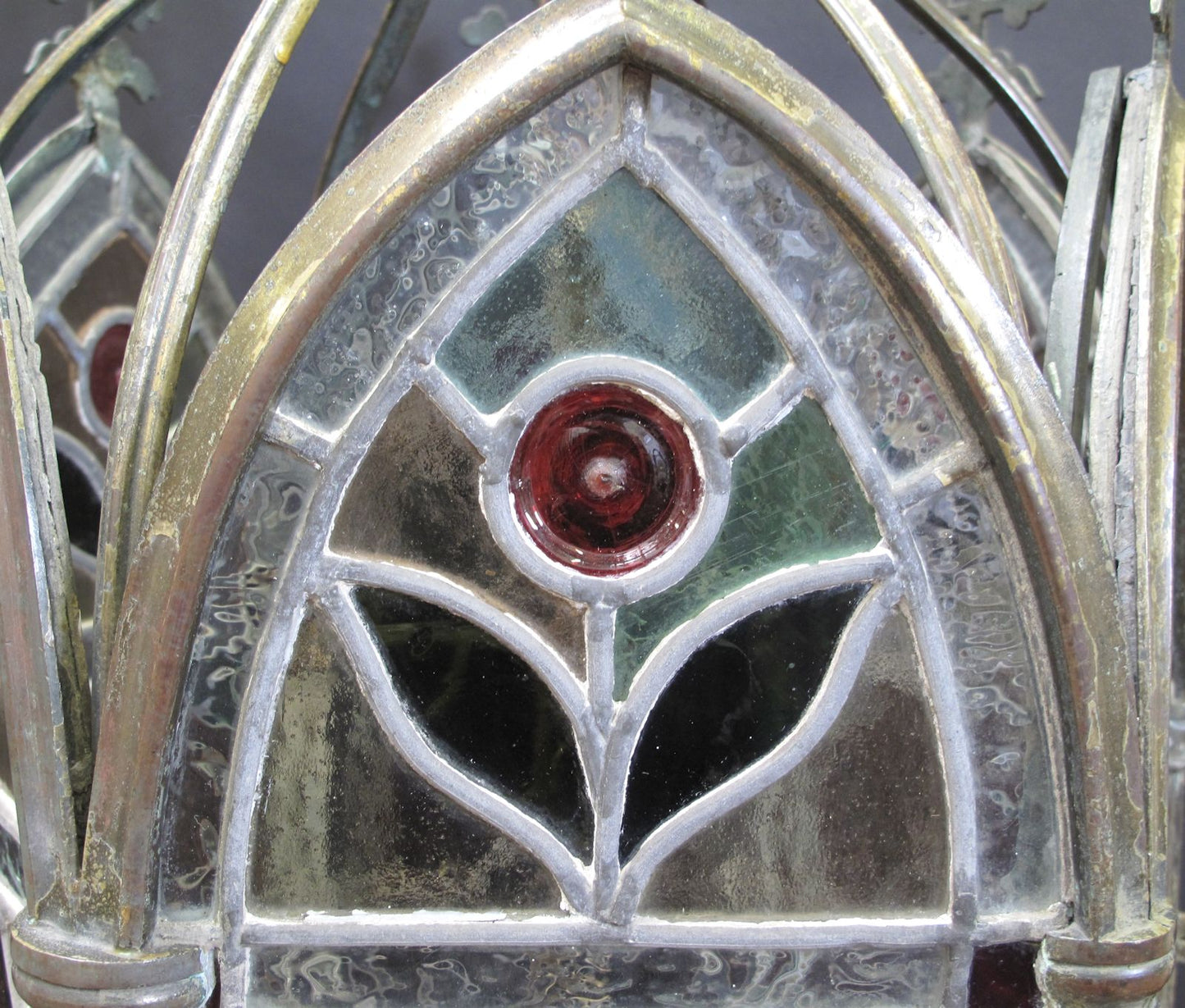 view of intricate lead panes of glass