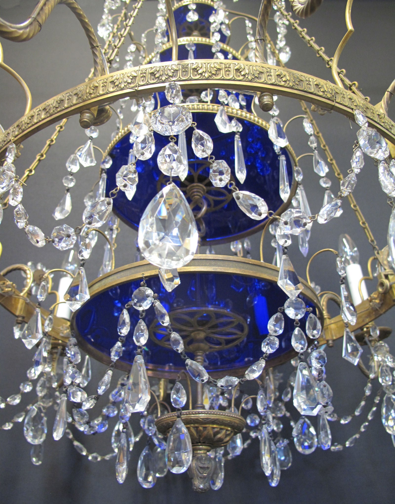 view of from underneath showing blue glass