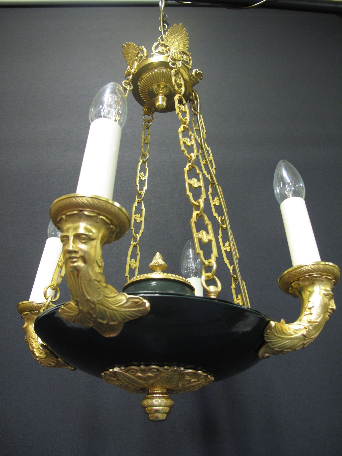 4 arm french empire chandelier, from below