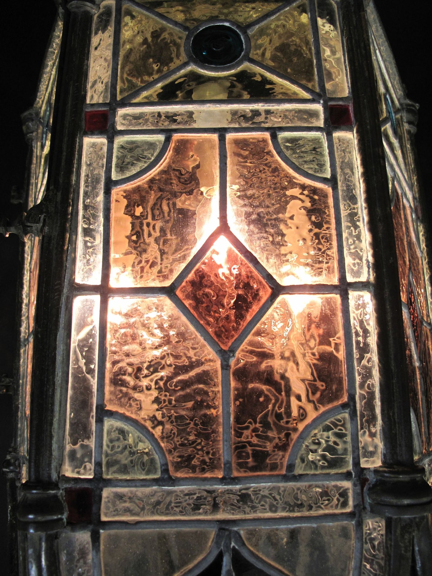 view from below showing lantern lit