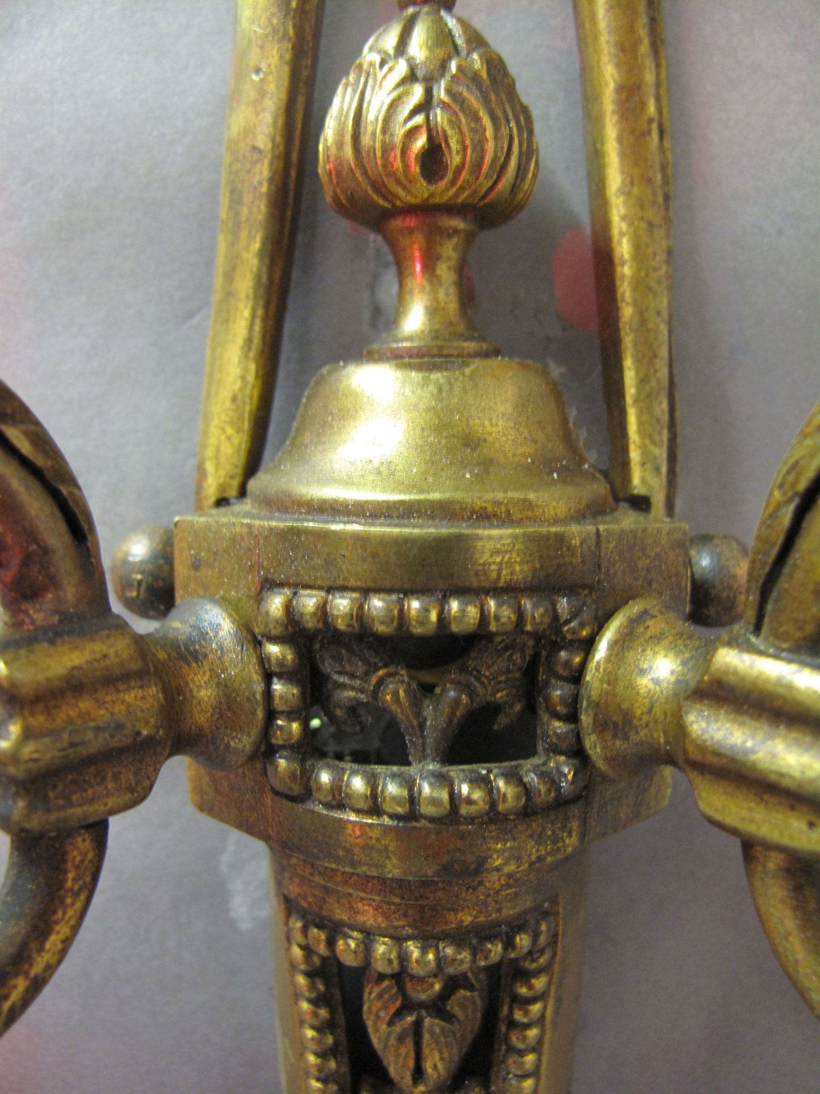 close up view of intricate brass casting