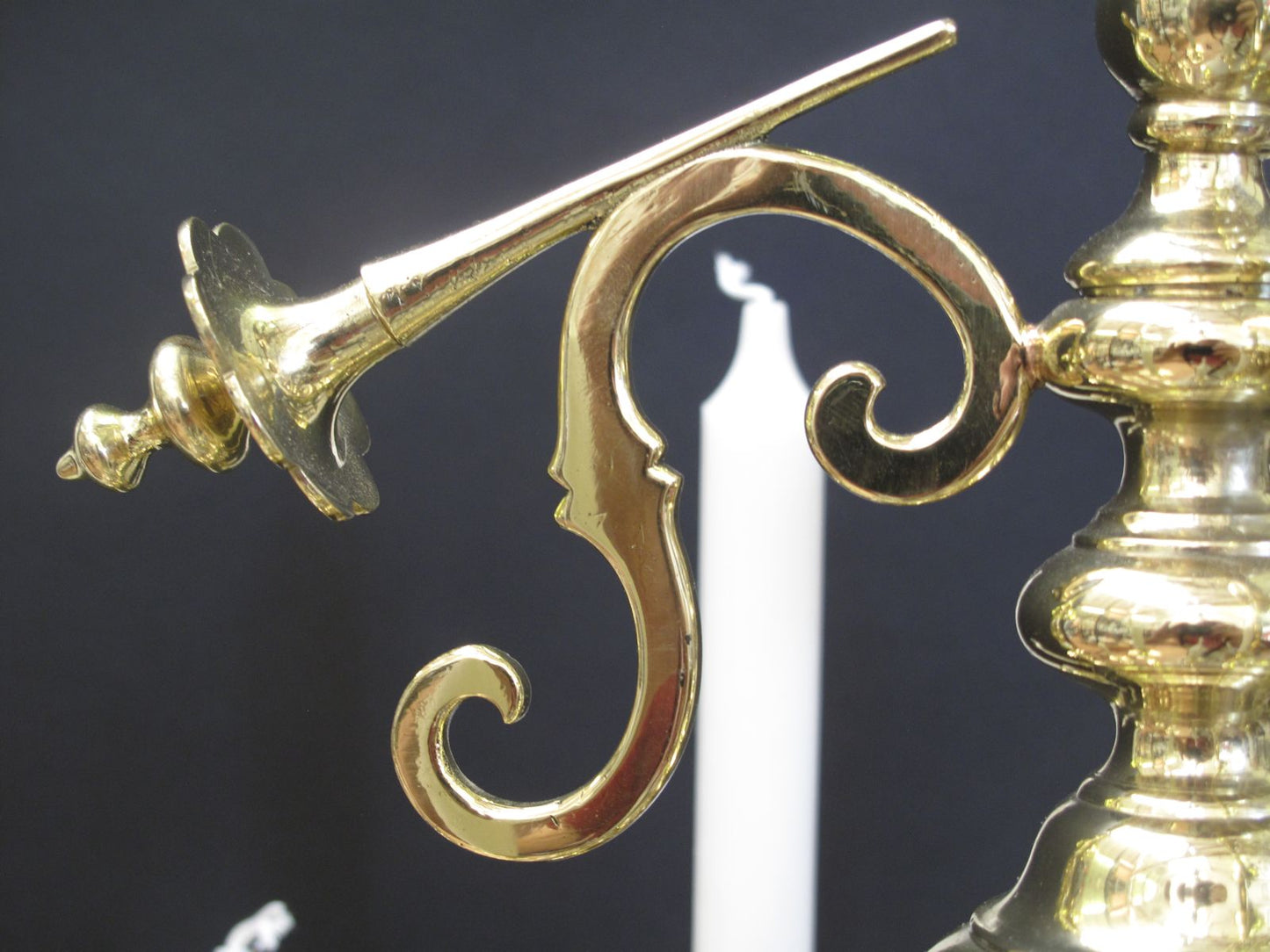 12 Arm Dutch Chandelier, polished and lacquered.