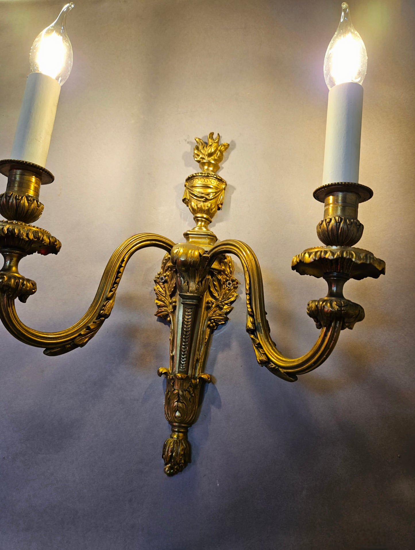 view from side with wall light lit