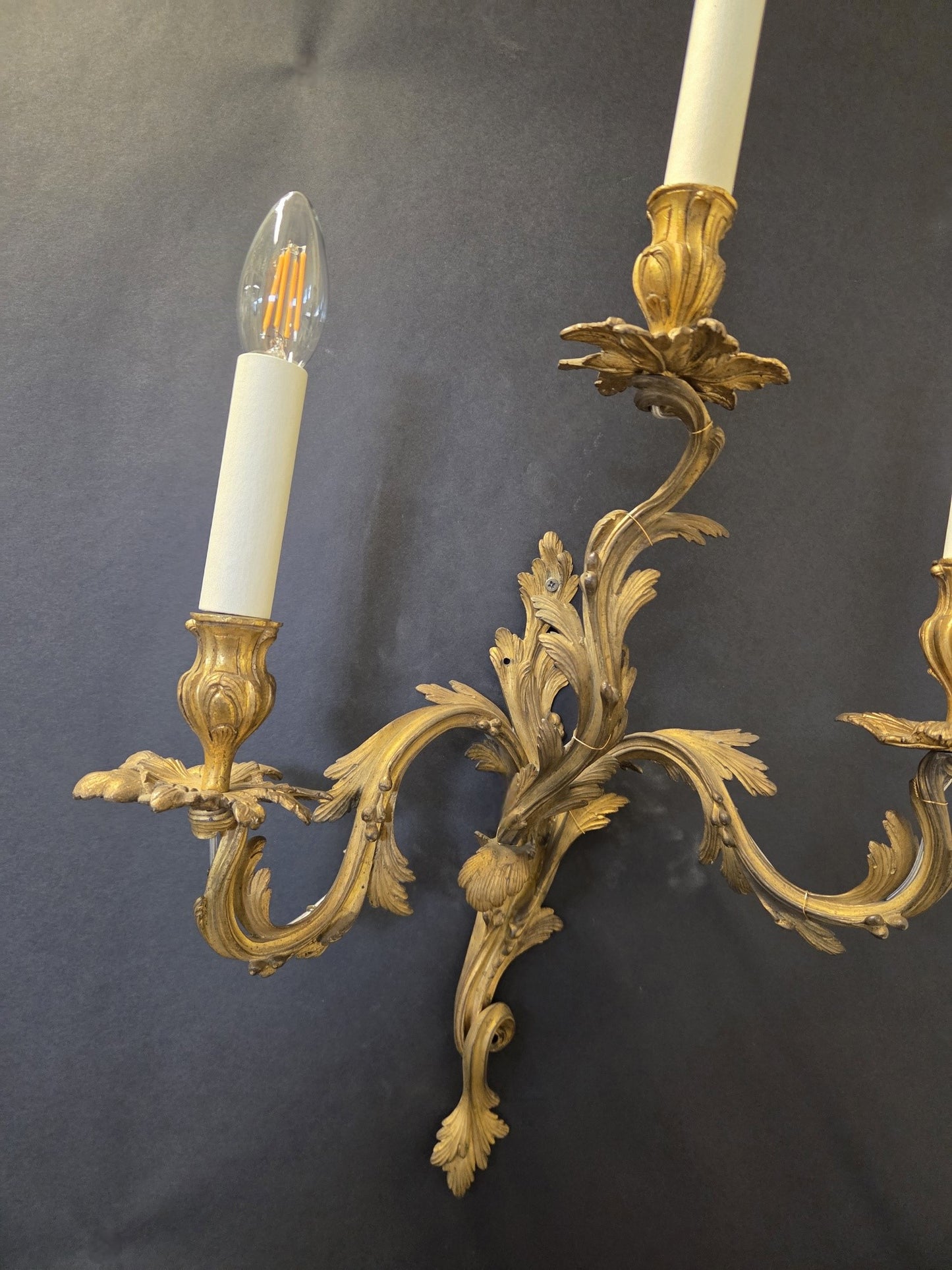Pair Of 3-Arm Rococo Wall Lights, CA. 1930