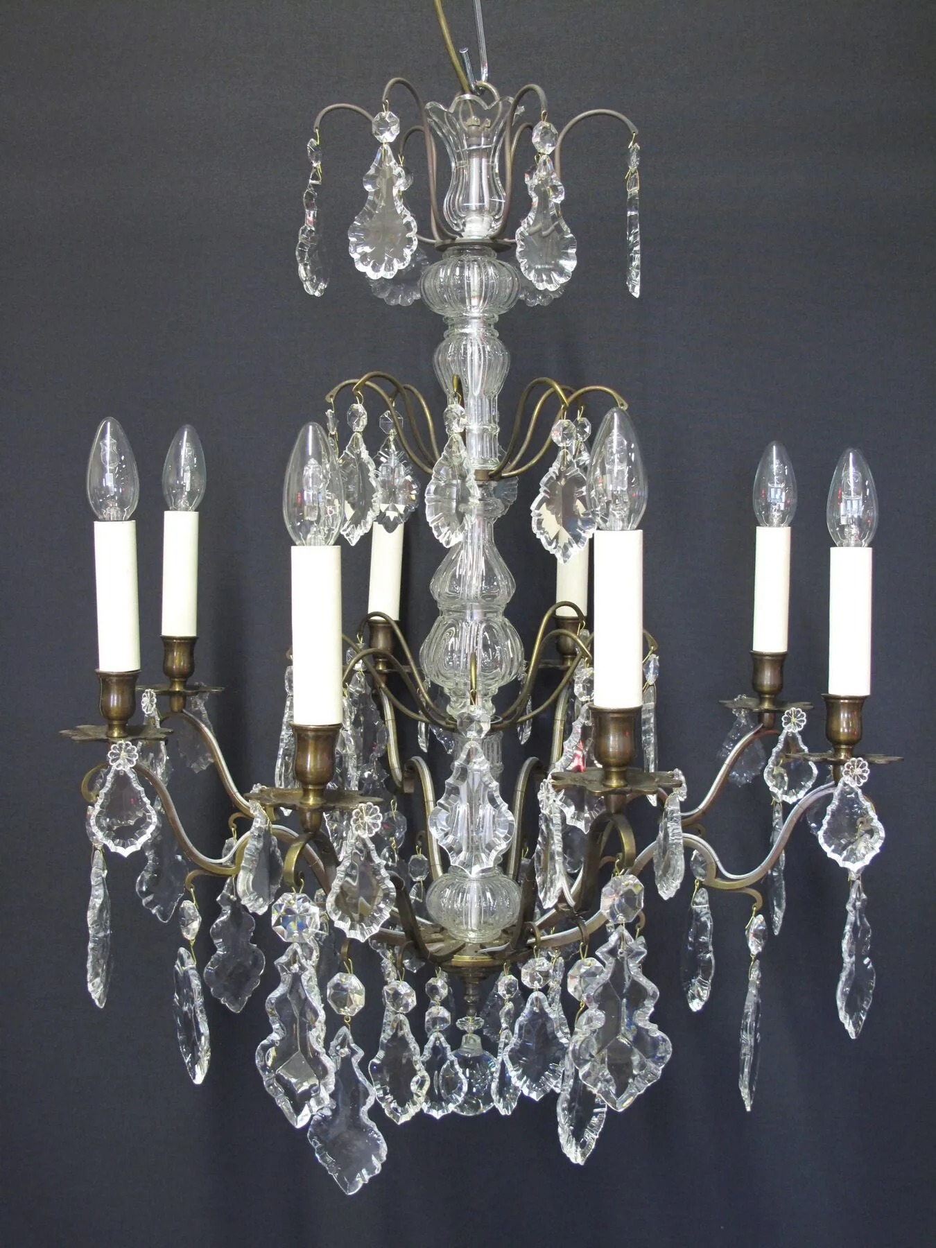 8-Arm Bronzed French Chandelier, c. 1920 – view 1