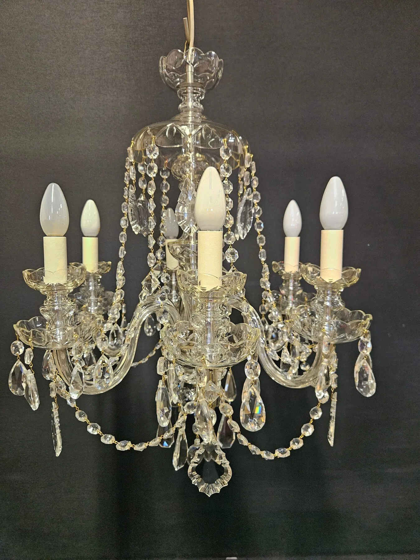 6-Arm Czech Chandelier, c. 1930
