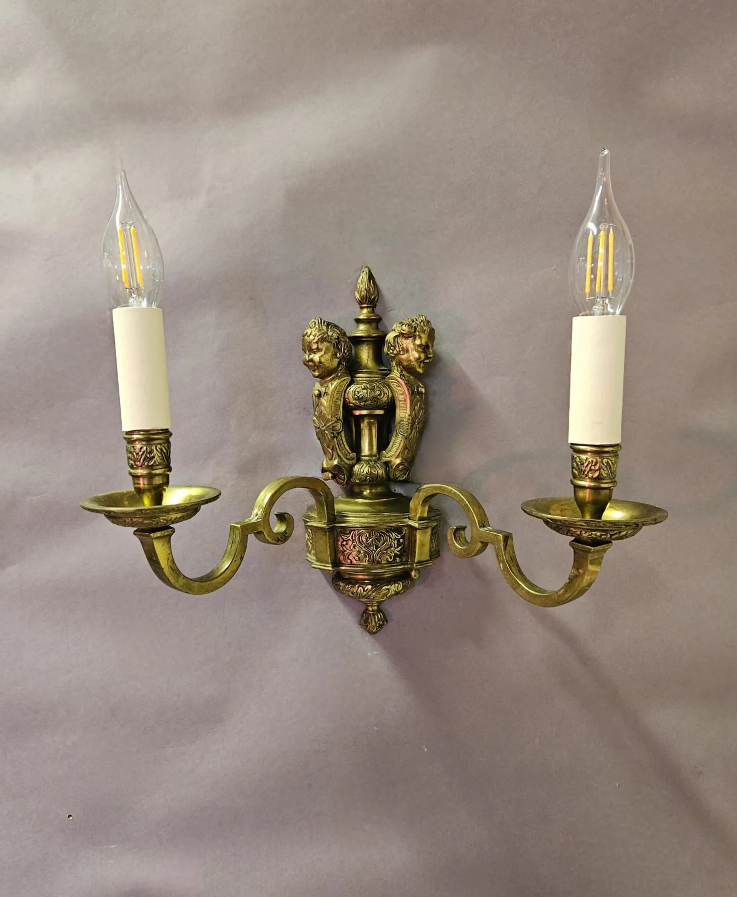 Pair Of 2-Arm Knole-Style Wall Lights, c. 1950