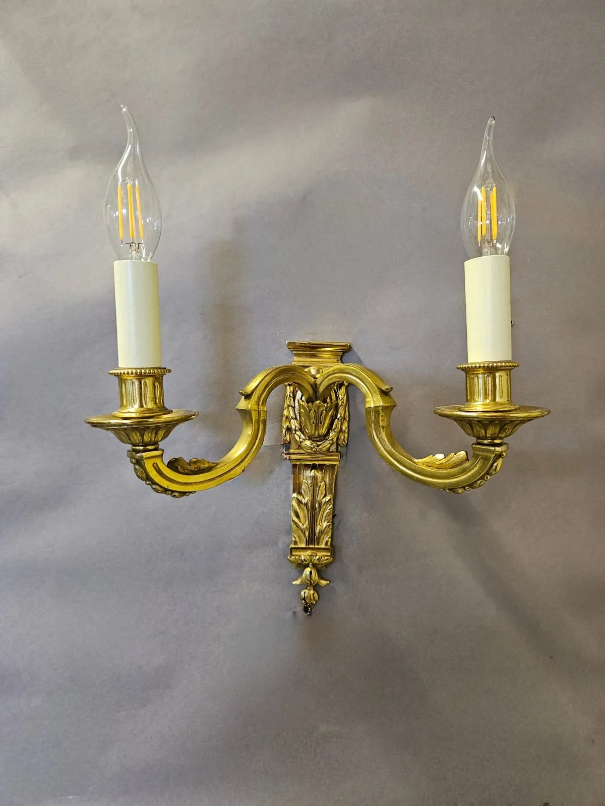 Set Of Four 2-Arm Brass Wall Lights