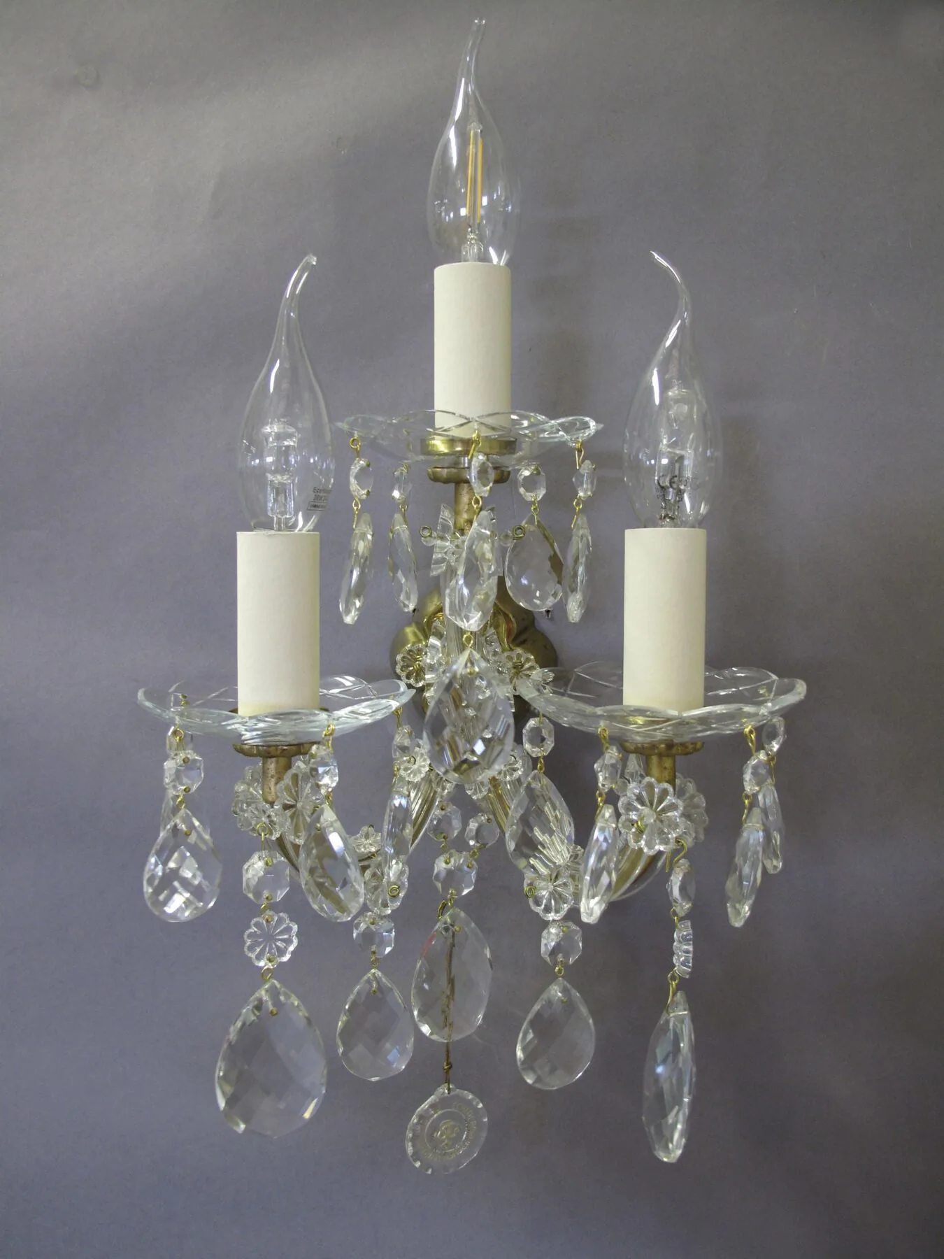 Single 3-Arm Maria Theresa Wall Light, c. 1950