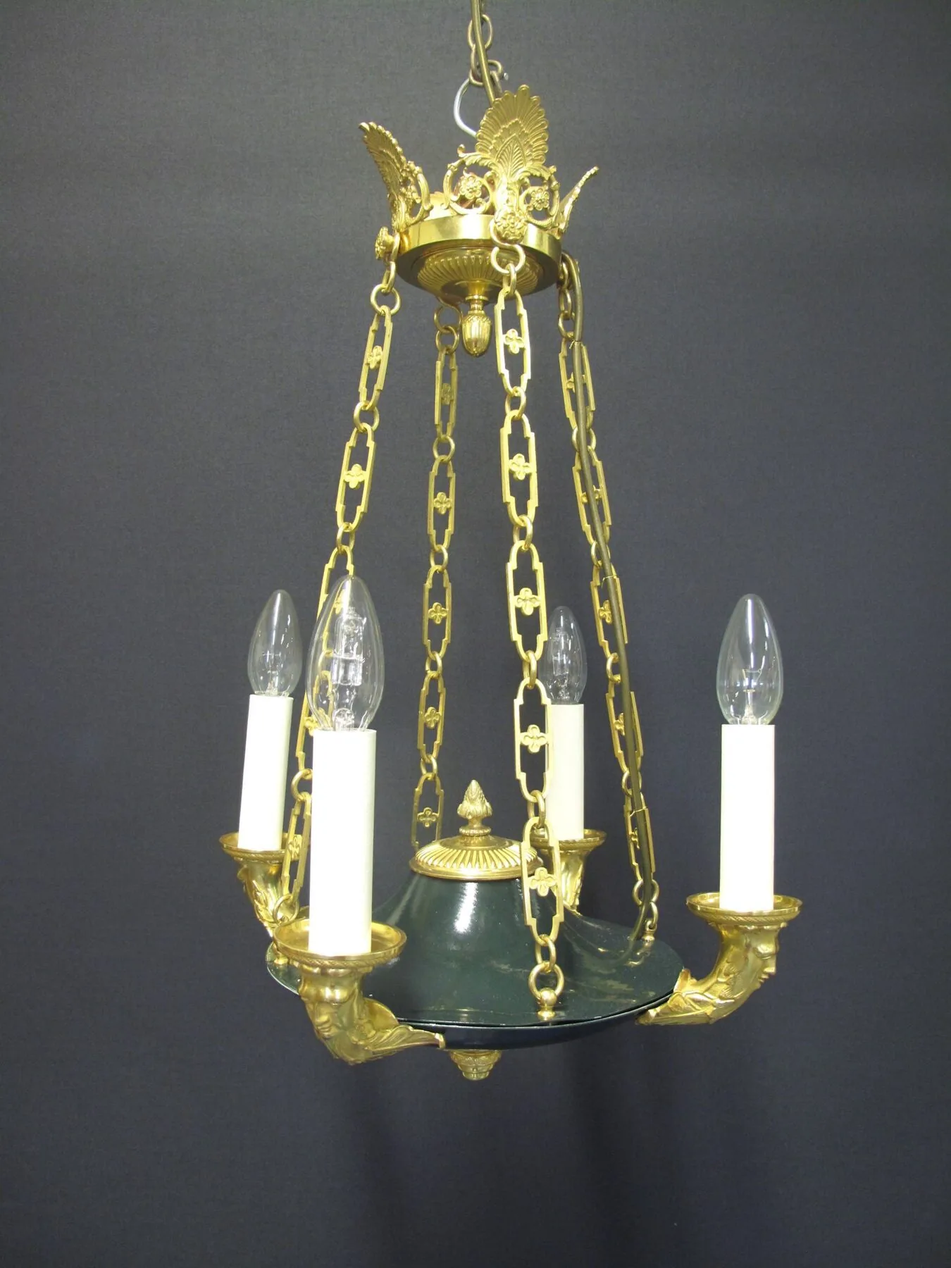4-Arm French Empire Chandelier, c. 1930 – view 1