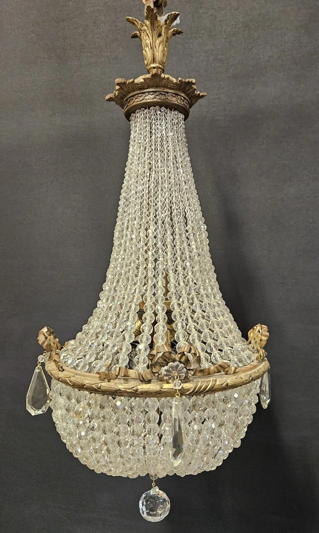 Small Tent & Bag Bead Chandelier, c. 1920