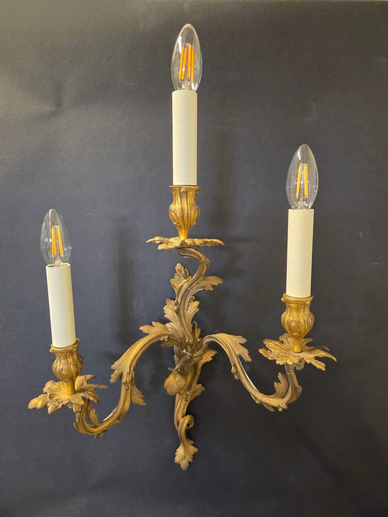 Pair Of 3-Arm Rococo Wall Lights, c. 1930