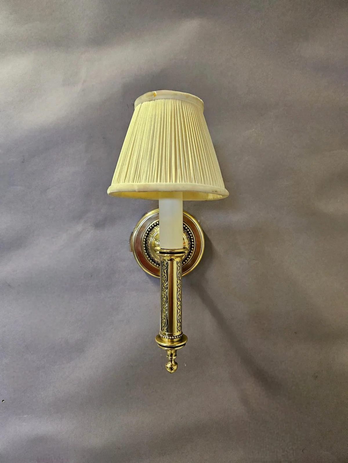 Set Of Six Single-Arm Brass Wall Lights With Shades, 1950