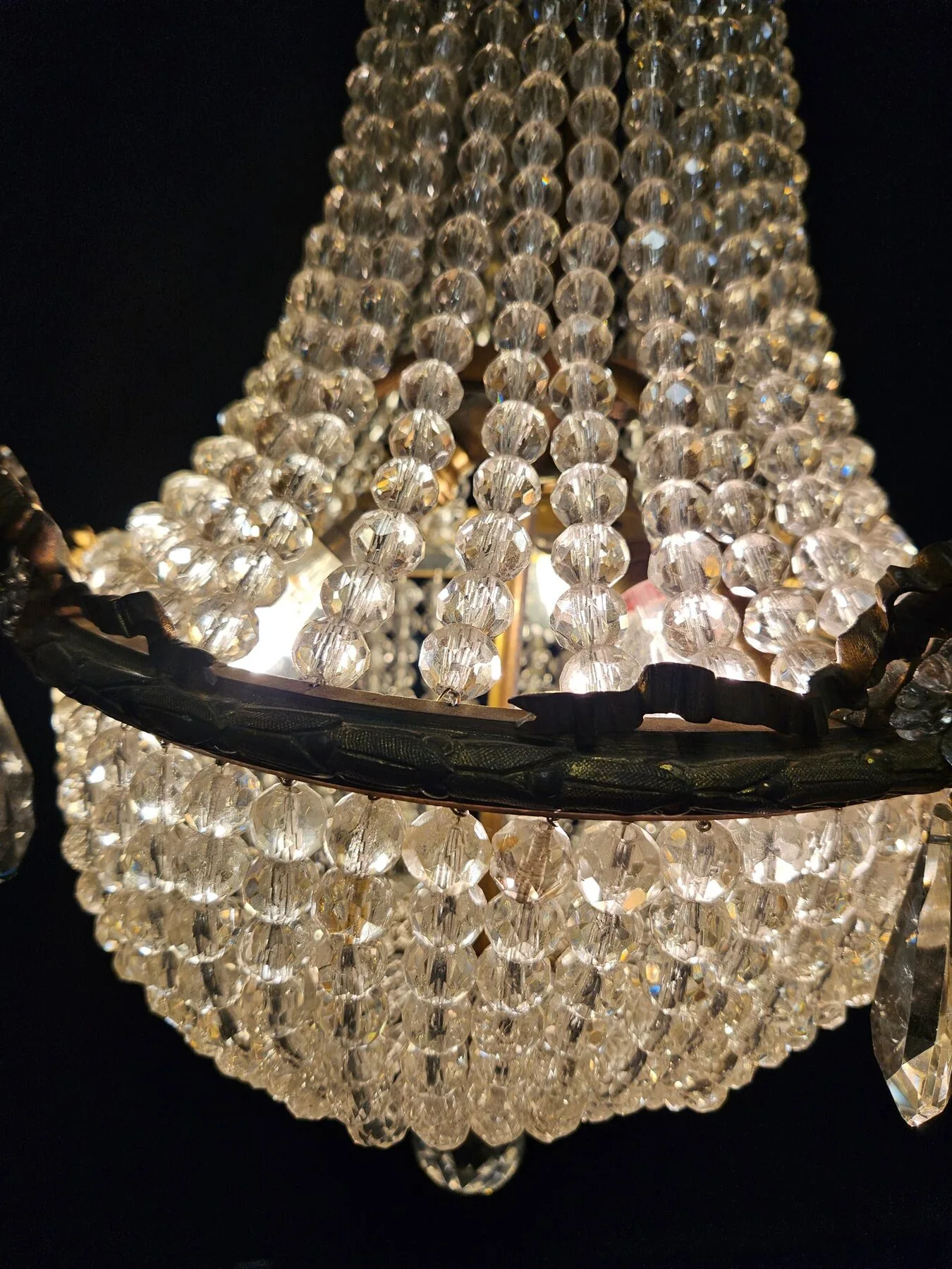 Small Tent & Bag Bead Chandelier, c. 1920 – view 2