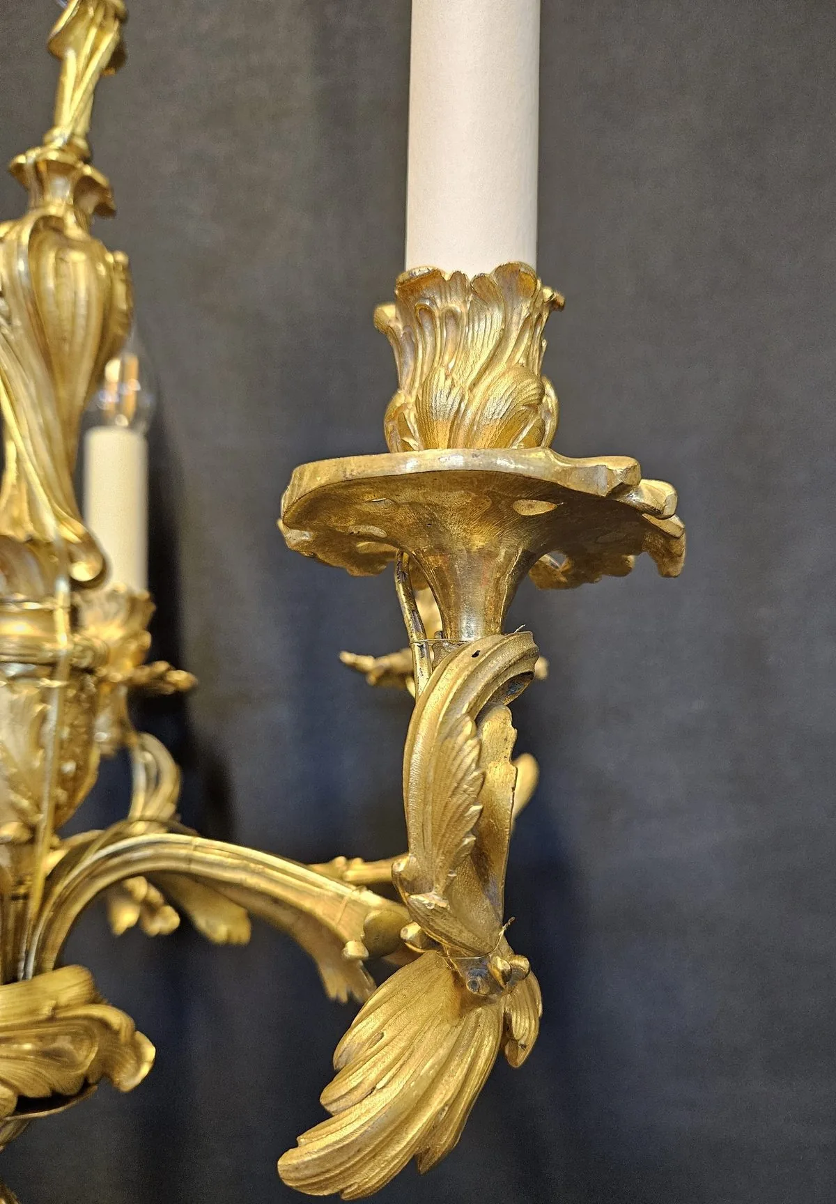 Pair Of 5-Arm Rococo Chandeliers, c. 1880 – view 2