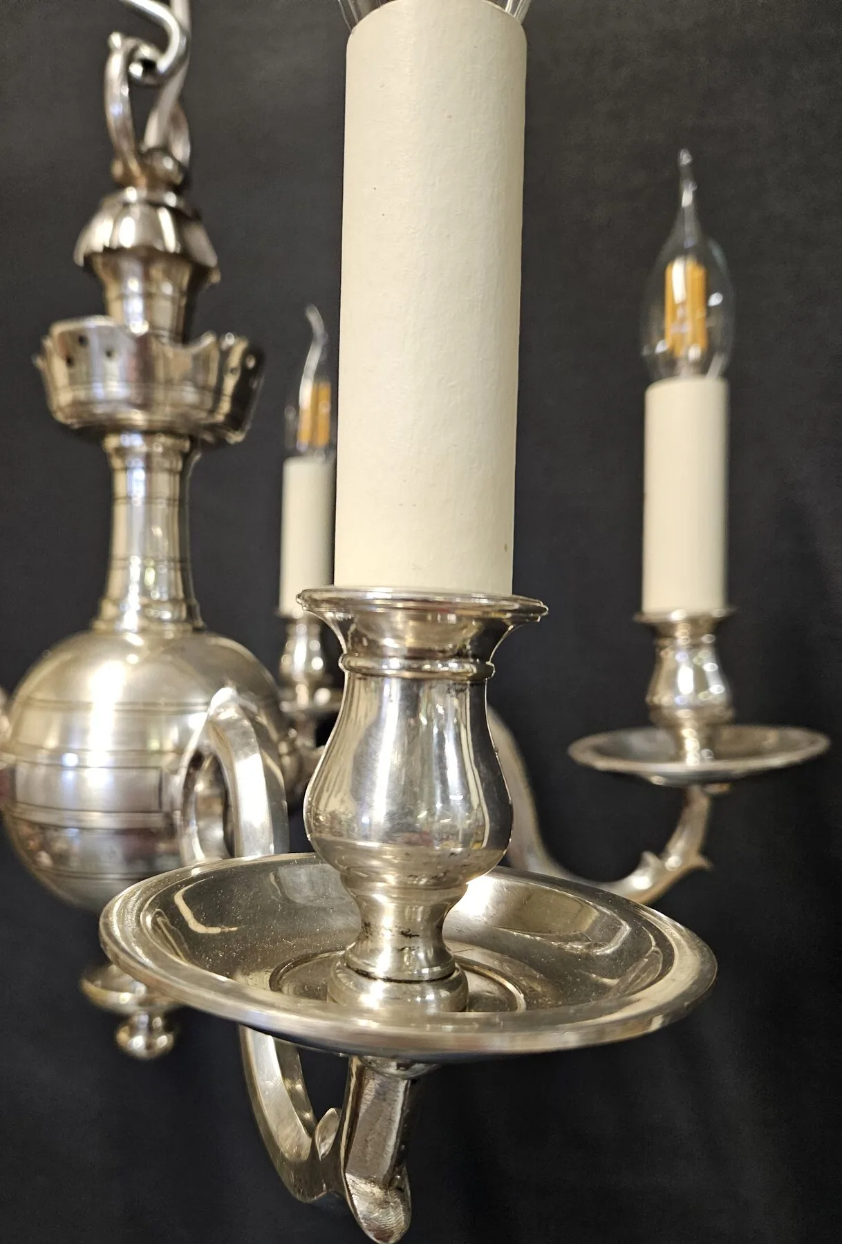 5-Arm Silver-Plated Chandelier, c. 1930 – view 2