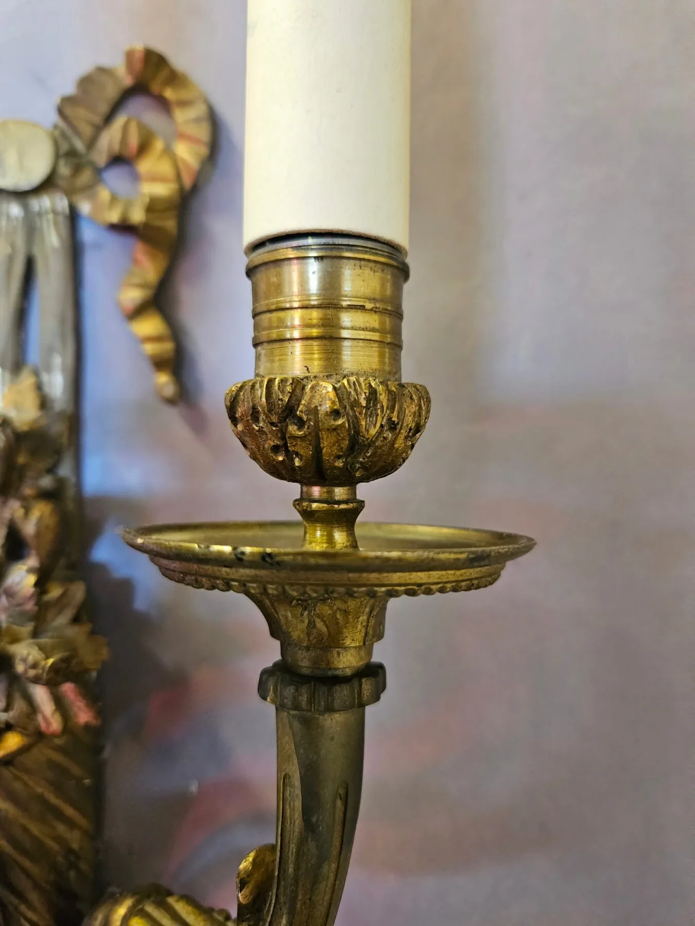Pair Of 3-Arm Bow & Wreath Wall Lights, c. 1930 – view 2