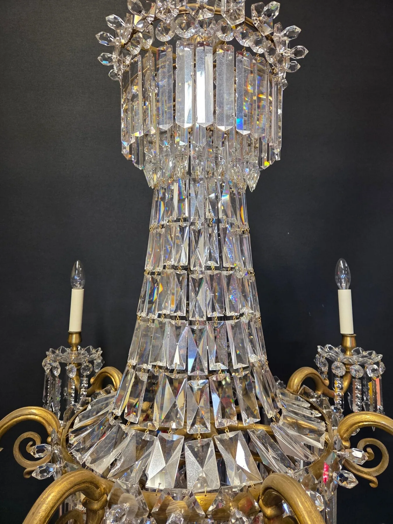7-Arm Early-Victorian Tent & Tier Crystal Chandelier, c. 1840 – view 2