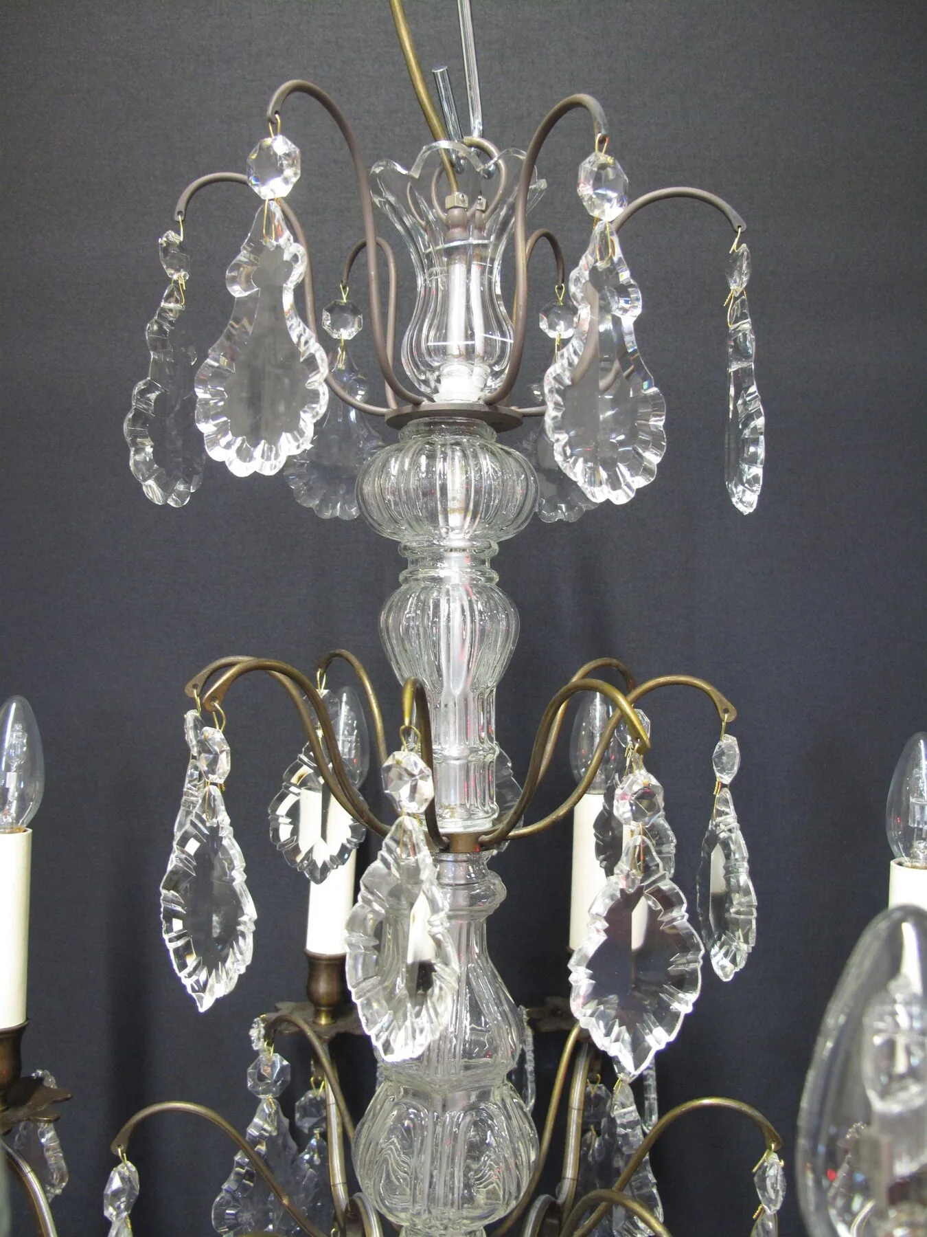 8-Arm Bronzed French Chandelier, c. 1920 – view 2
