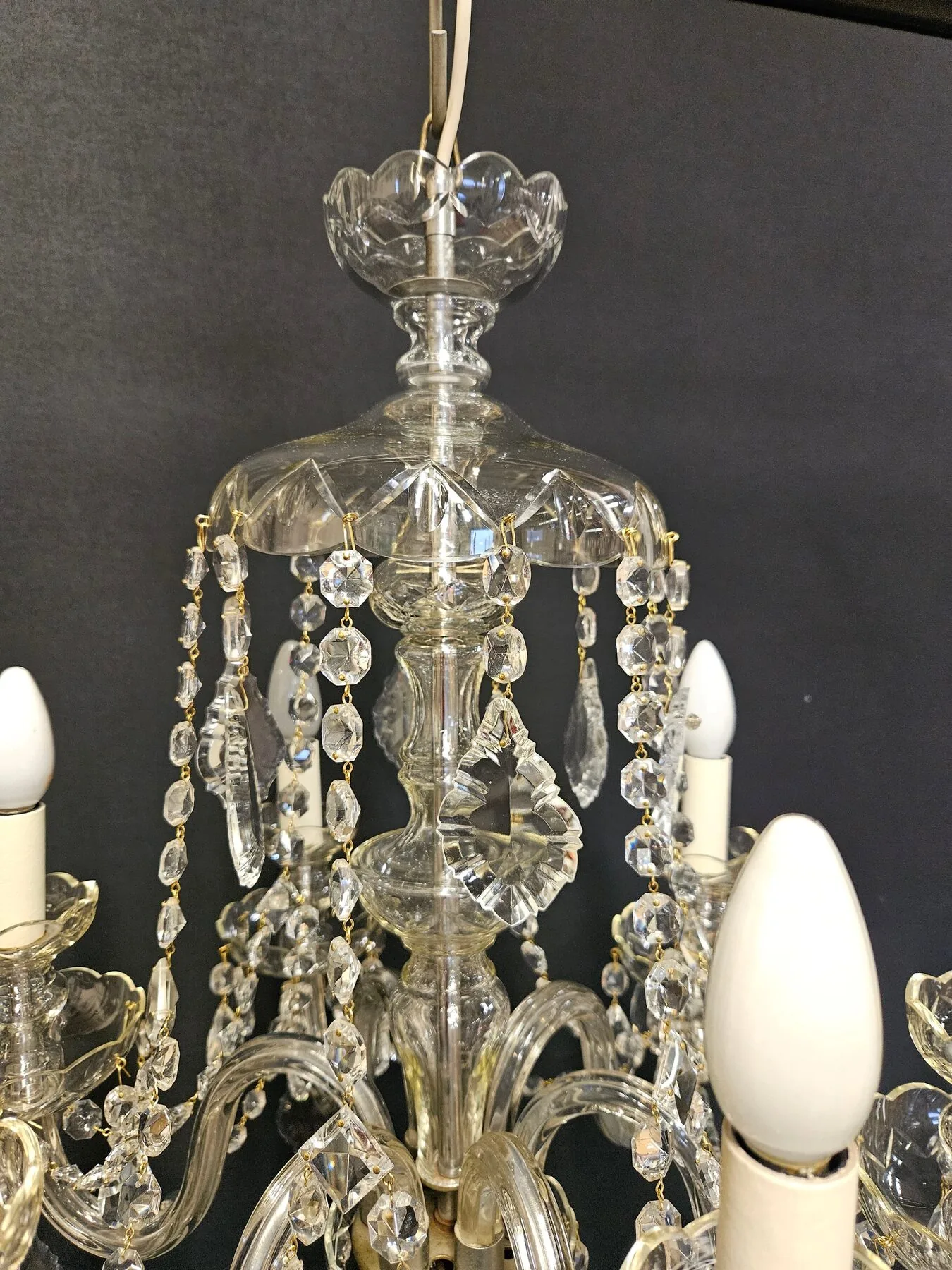 6-Arm Czech Chandelier, c. 1930 – view 2
