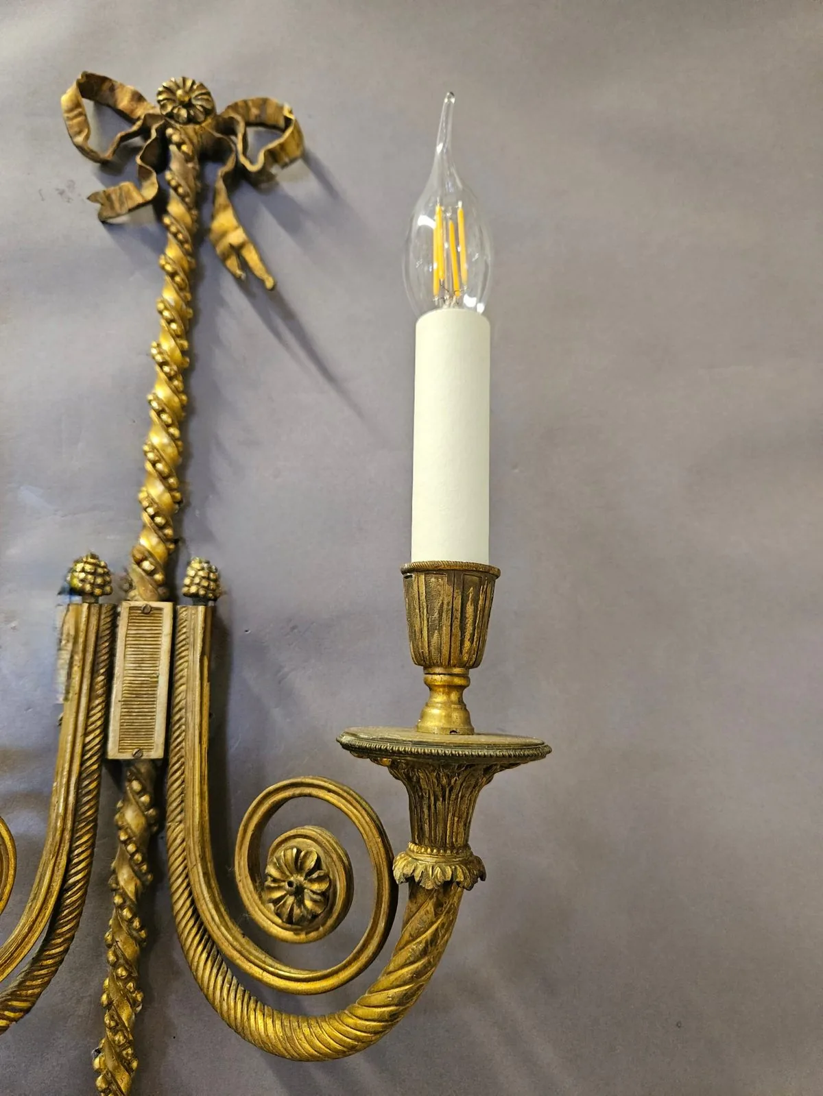Pair Of 2-Arm Ormolu Wall Lights, c. 1920 – view 2