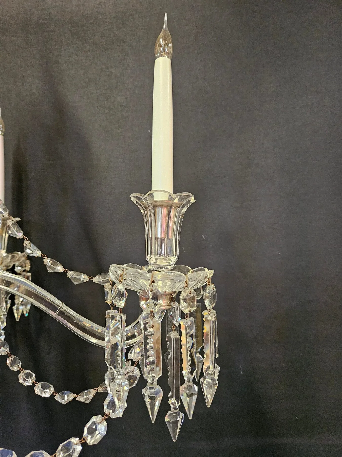 4-Arm Victorian Glass Chandelier, c. 1840 – view 2