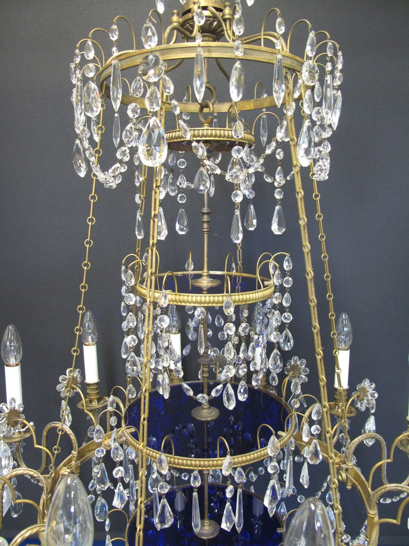 12-Arm Gilt & Crystal Chandelier, c. 1900 – view 2